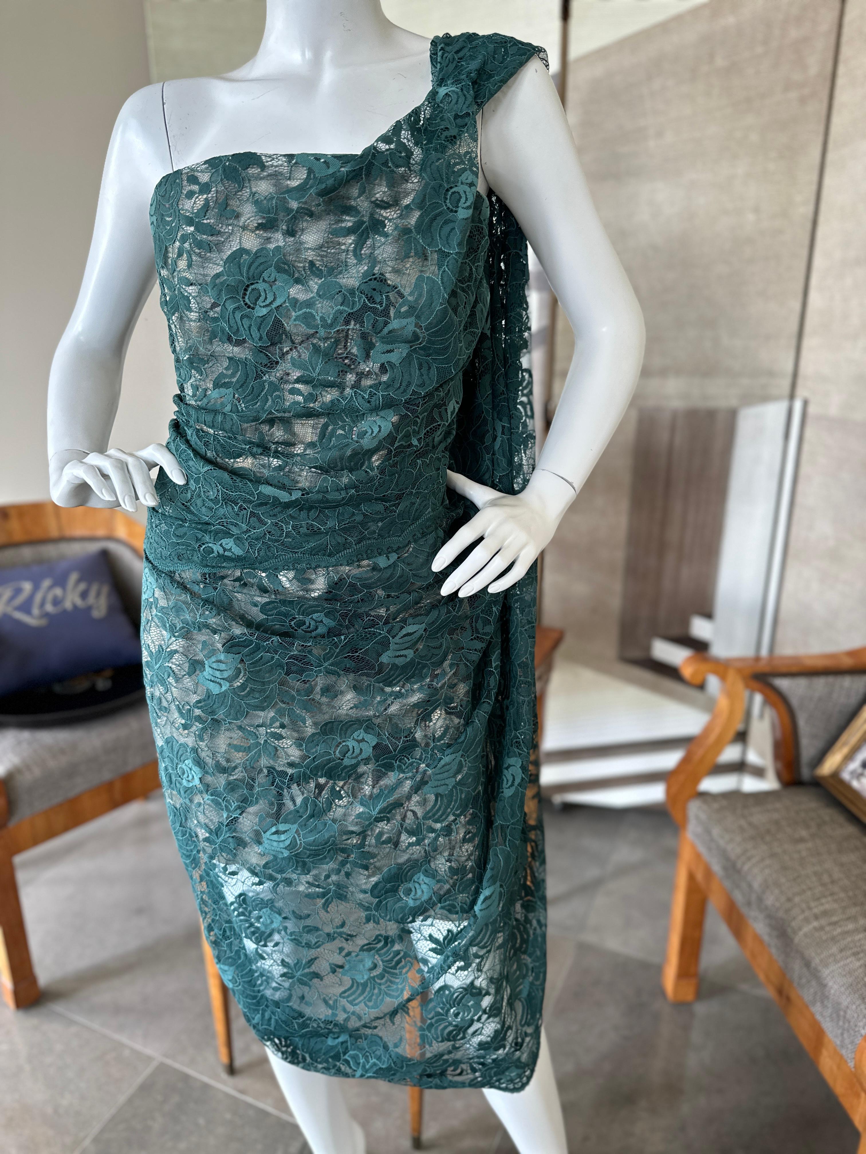 Vivienne Westwood Vestido de cóctel de encaje verde drapeado con corsé interior en venta 1