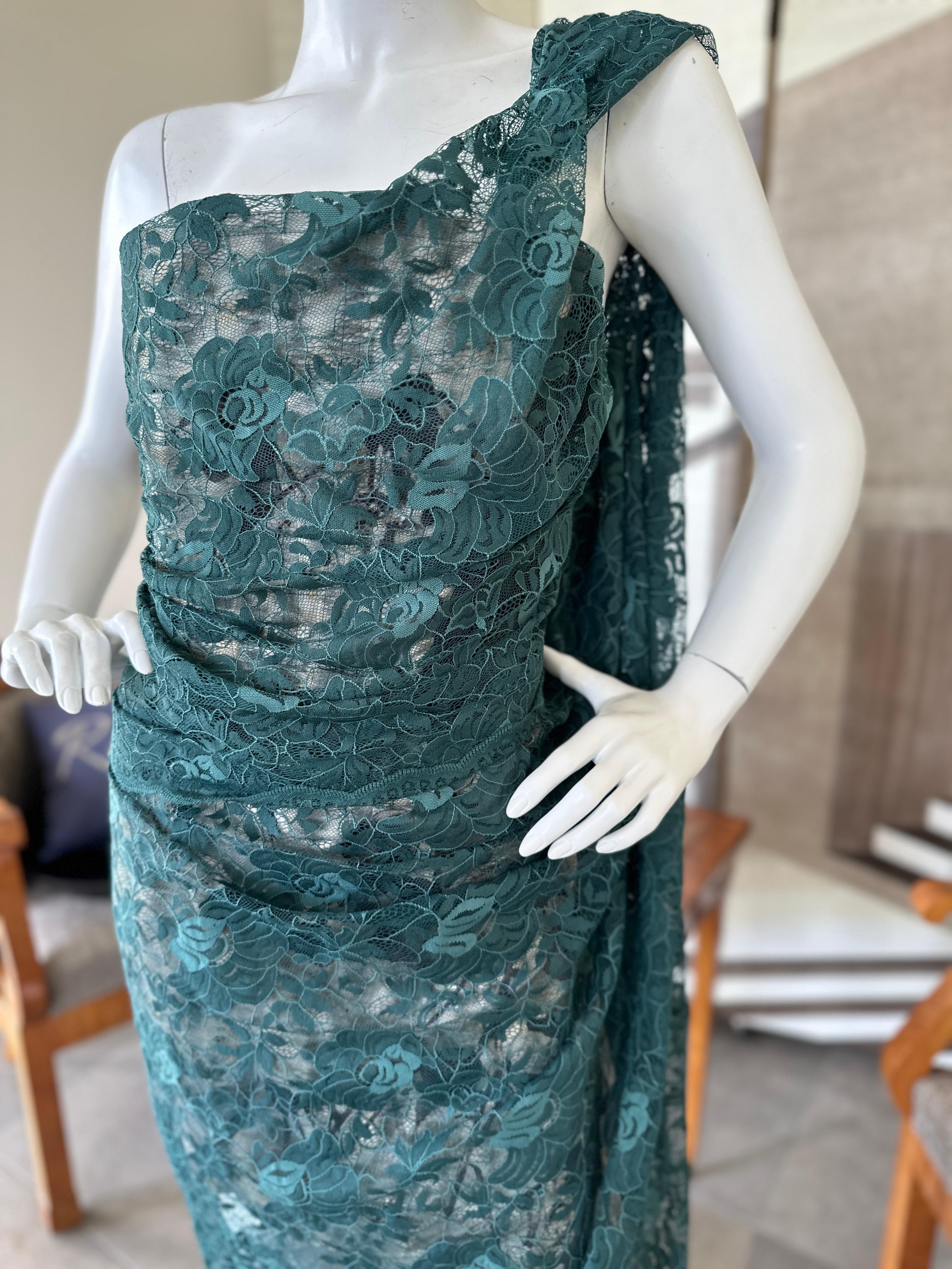 Vivienne Westwood Vestido de cóctel de encaje verde drapeado con corsé interior en venta 2
