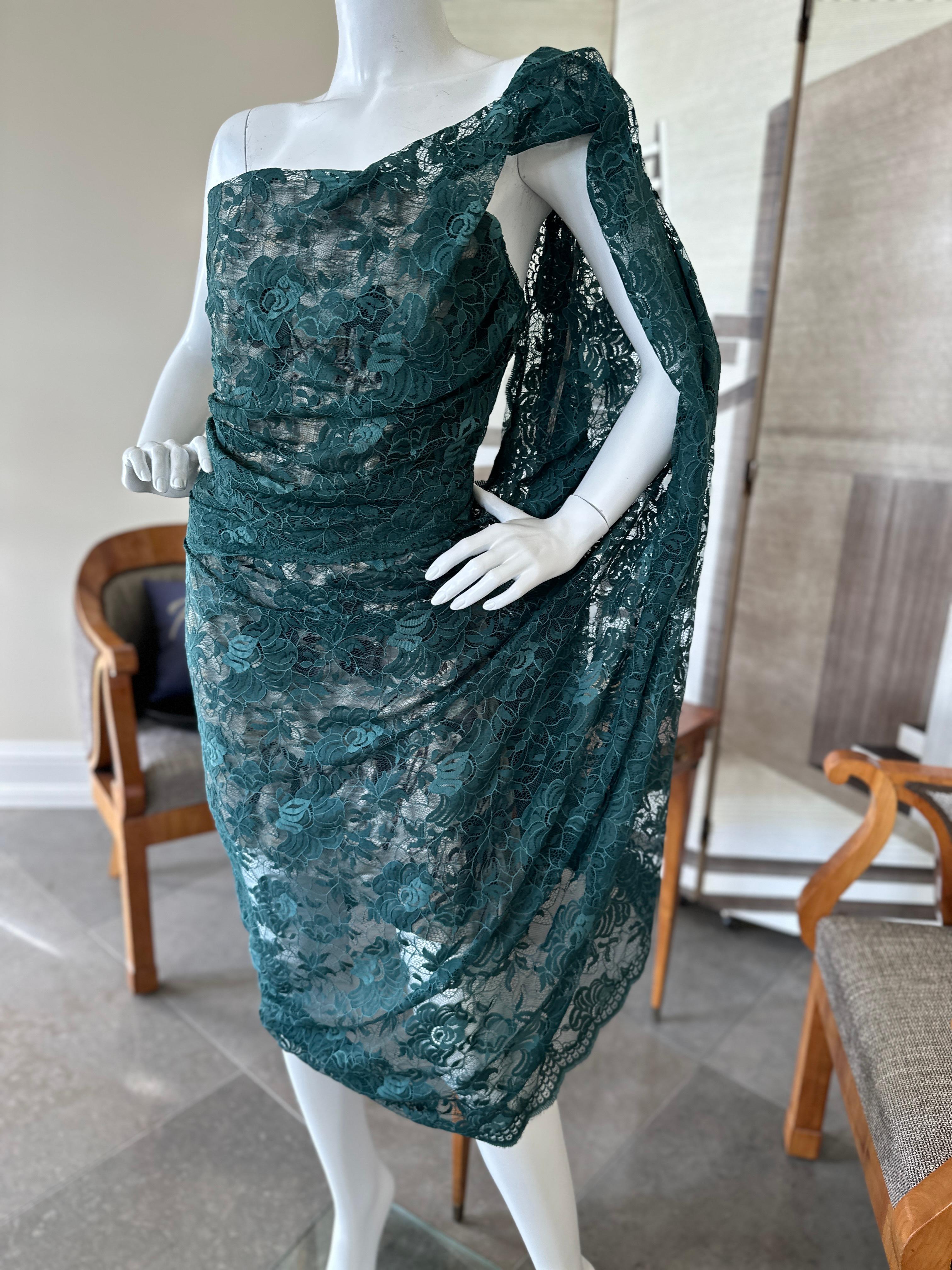 Vivienne Westwood Vestido de cóctel de encaje verde drapeado con corsé interior en venta 3