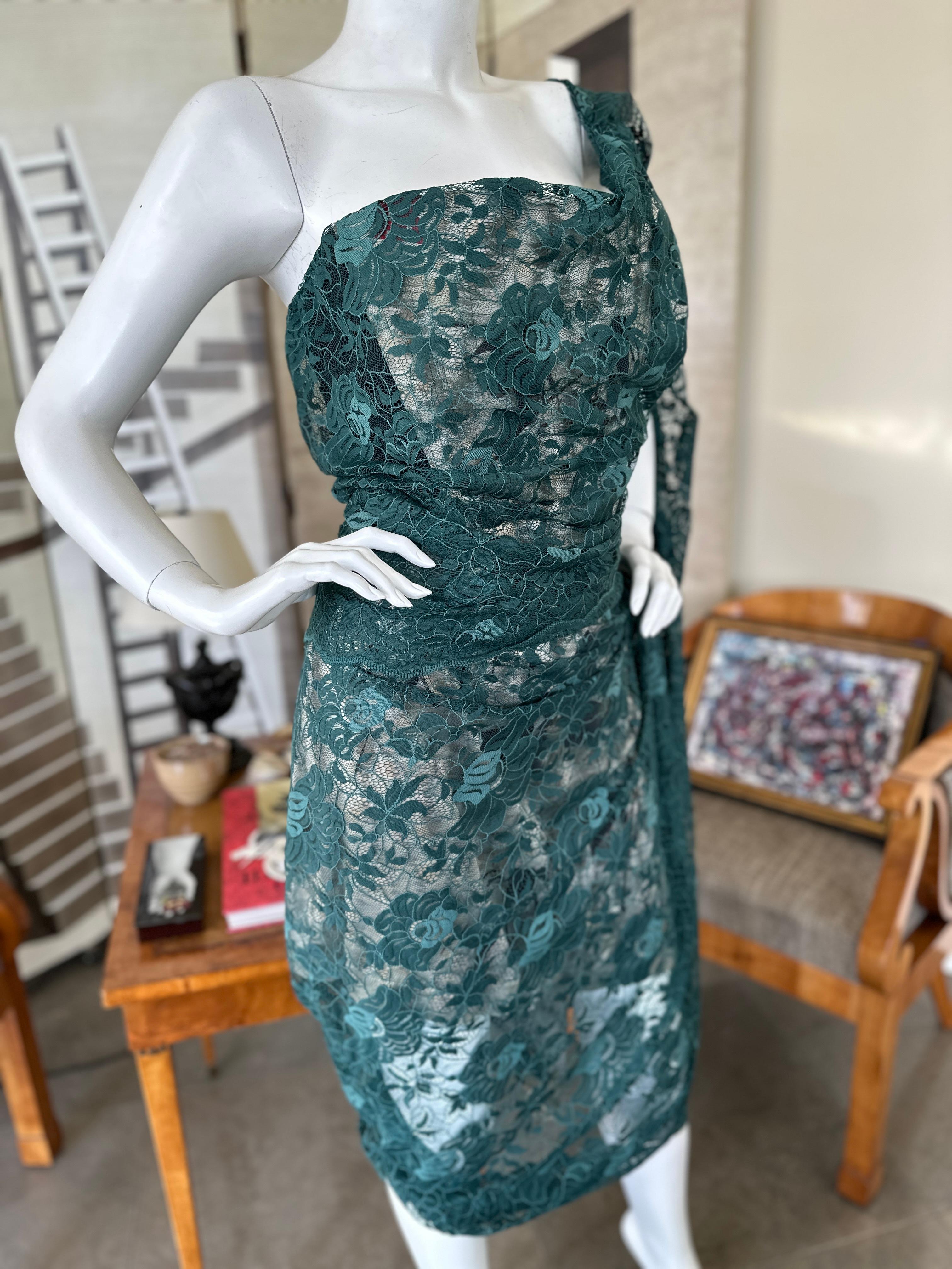 Vivienne Westwood Vestido de cóctel de encaje verde drapeado con corsé interior en venta 4