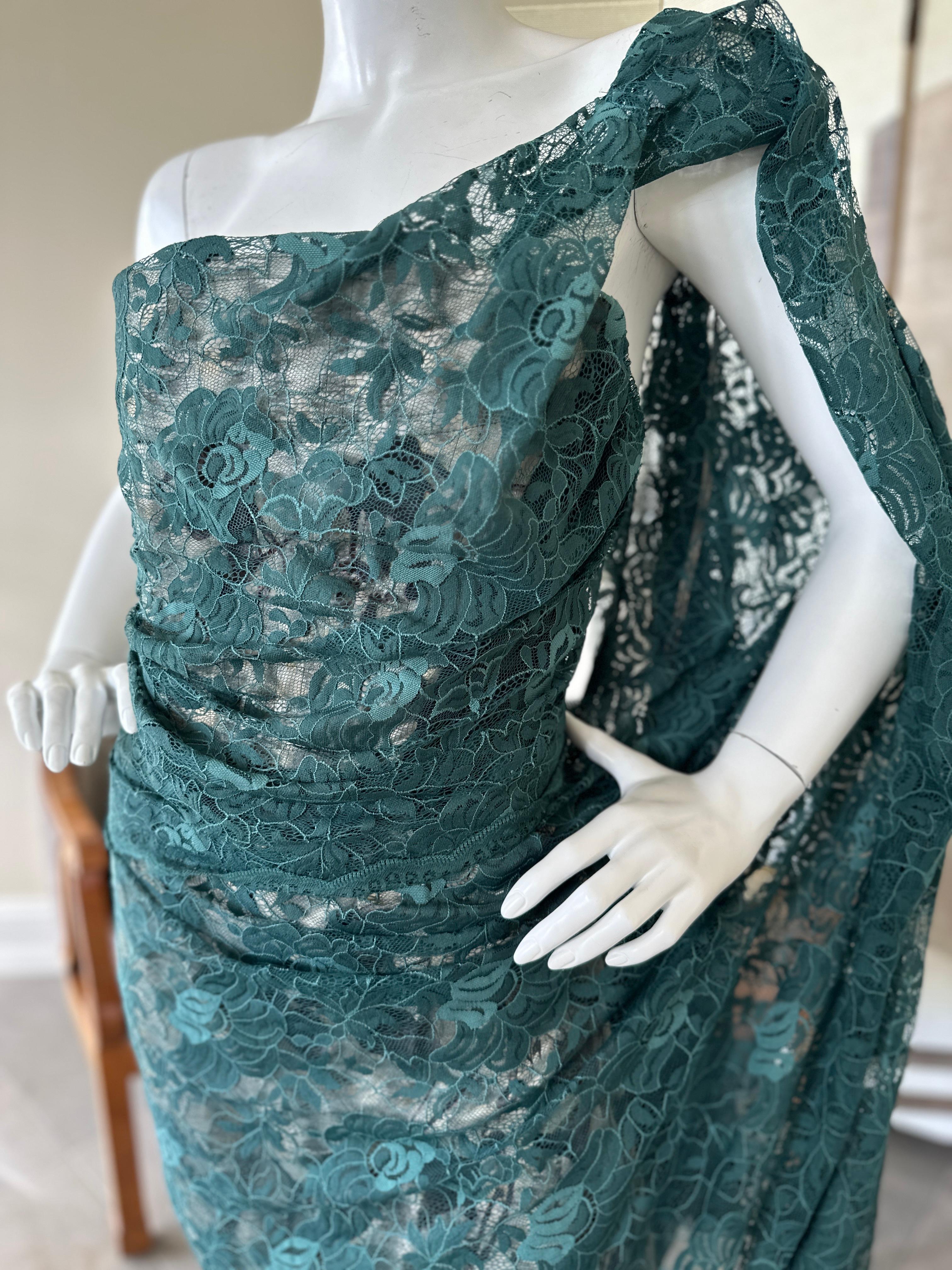 Vivienne Westwood Vestido de cóctel de encaje verde drapeado con corsé interior en venta 5