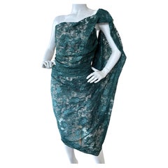 Vivienne Westwood Vestido de cóctel de encaje verde drapeado con corsé interior