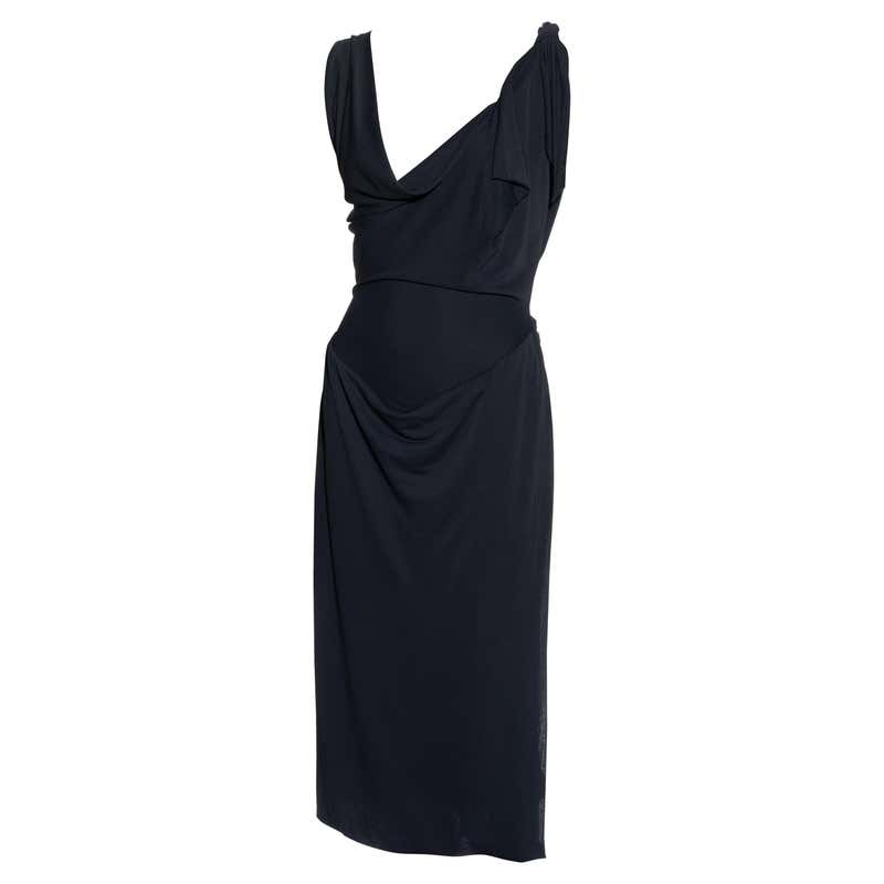 Moschino Couture! Cruise Me Baby Elegant Navy Blue Silk Dress For Sale ...