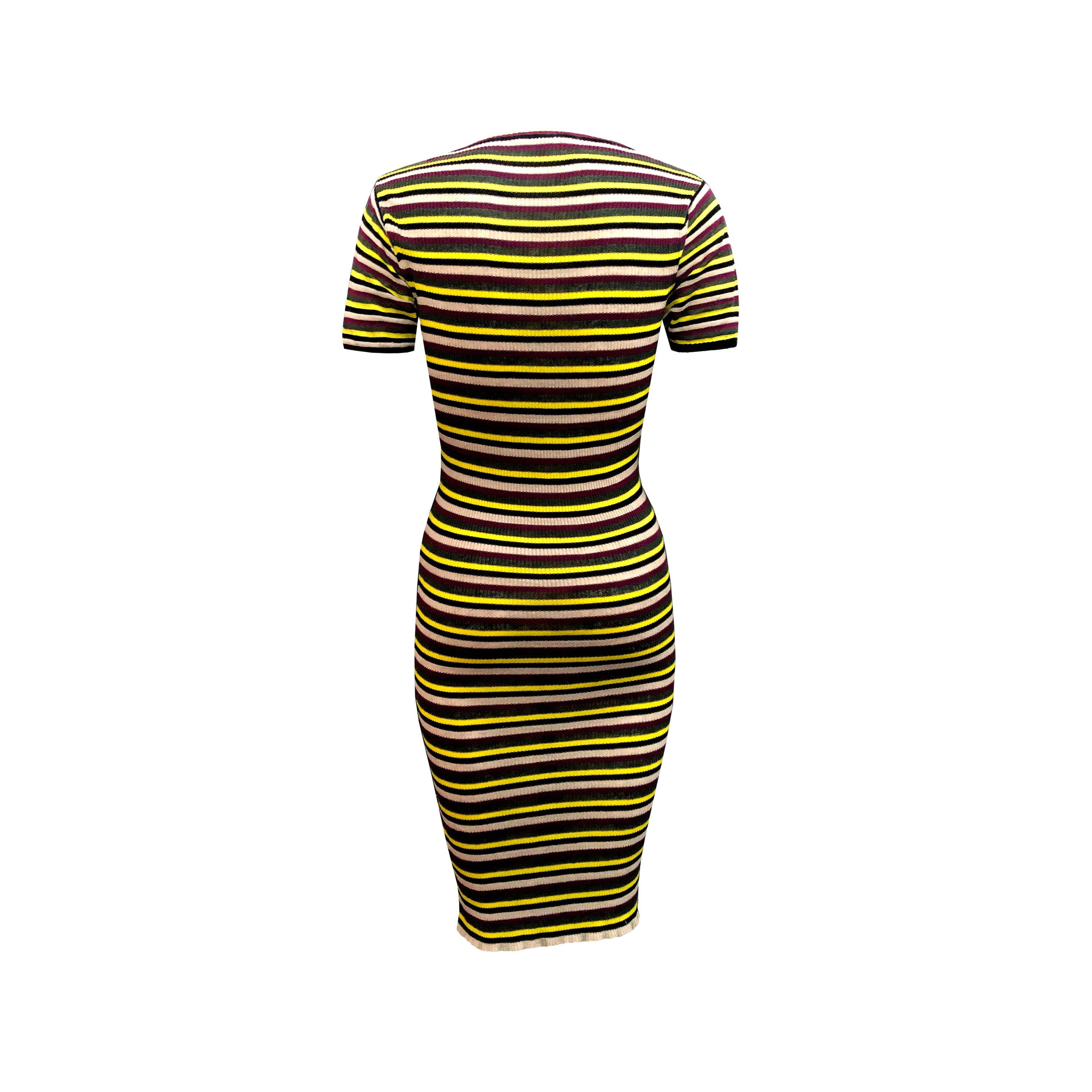 Black Vivienne Westwood Dress - Multi Striped Stretch Knit For Sale