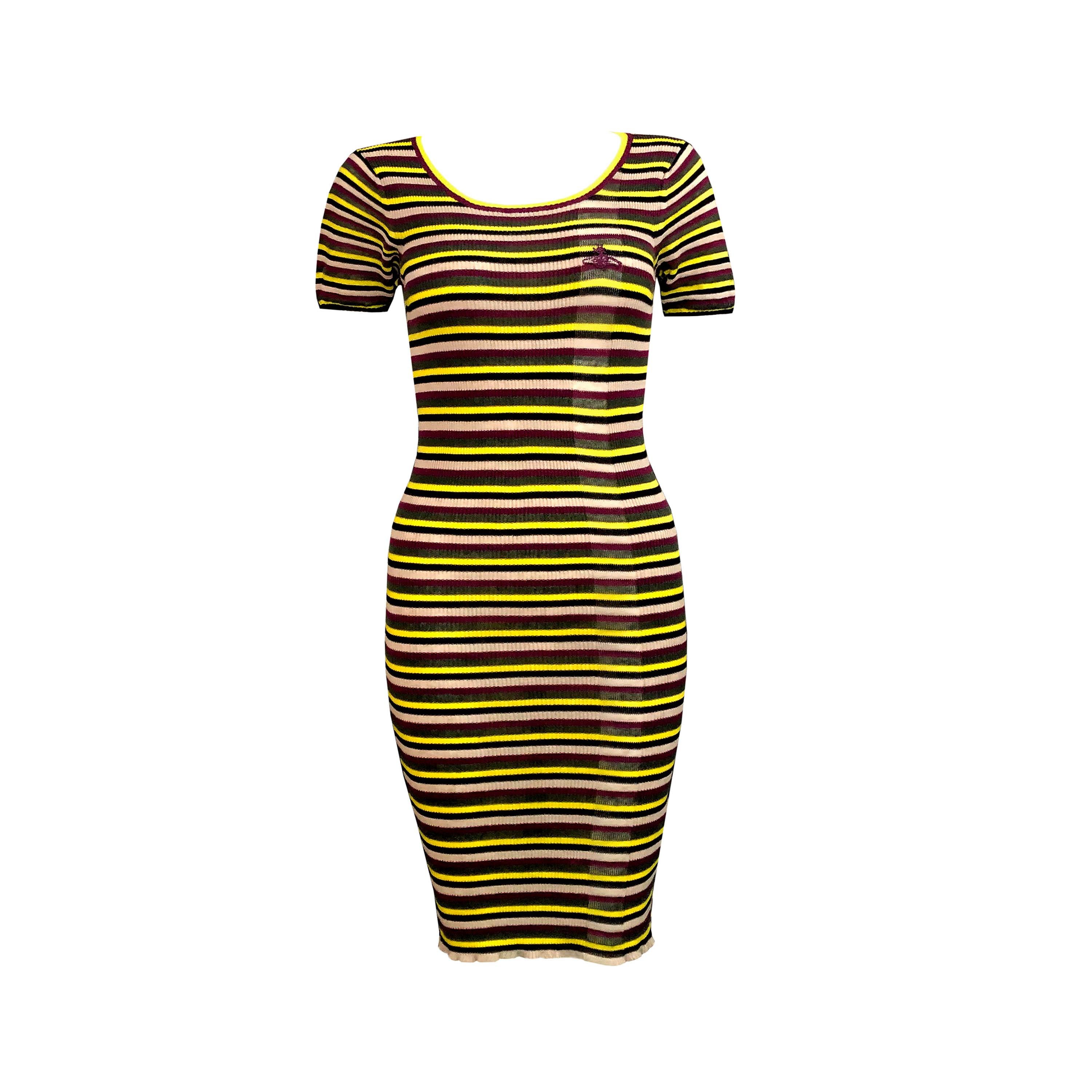 Women's Vivienne Westwood Dress - Multi Striped Stretch Knit For Sale
