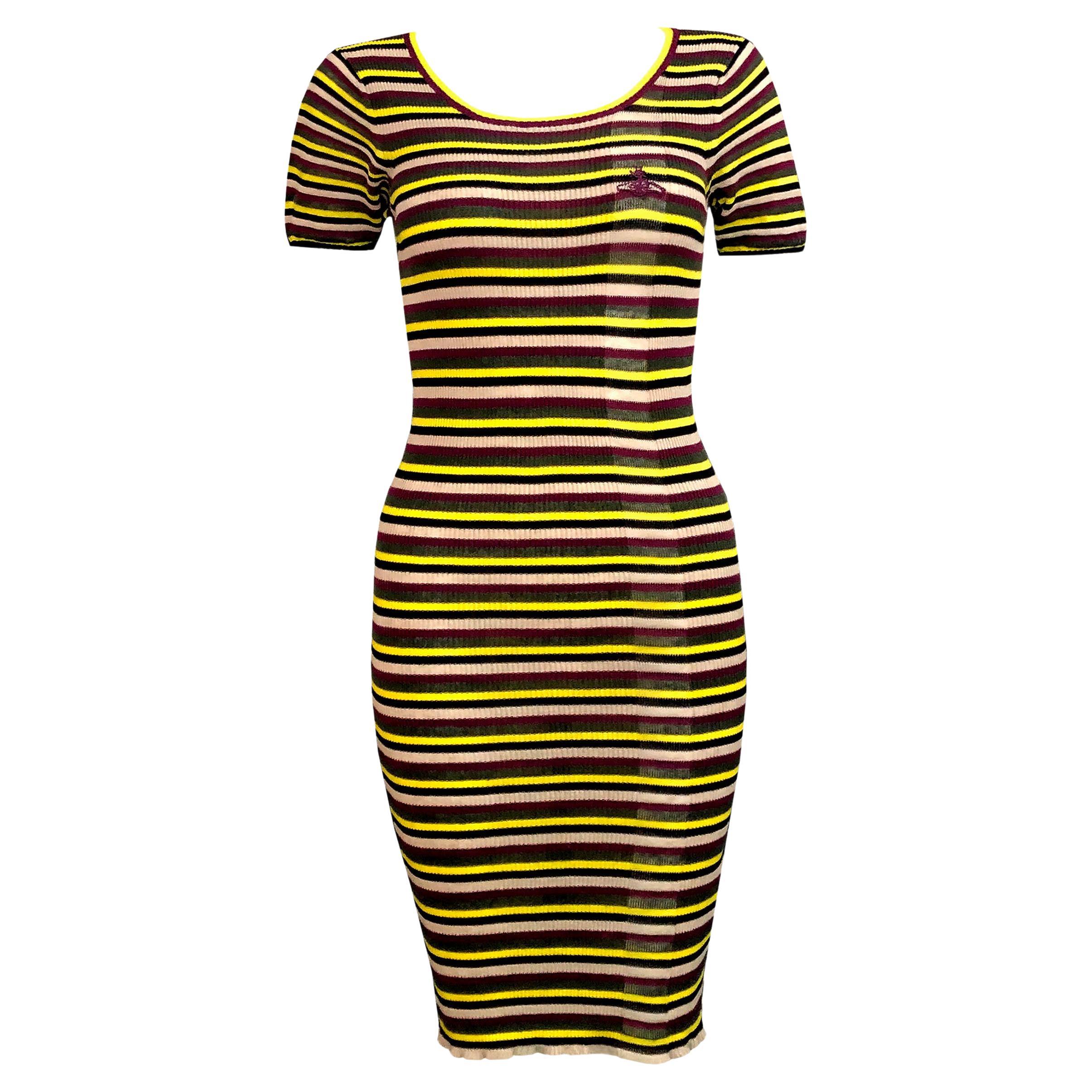 Vivienne Westwood Dress - Multi Striped Stretch Knit  For Sale