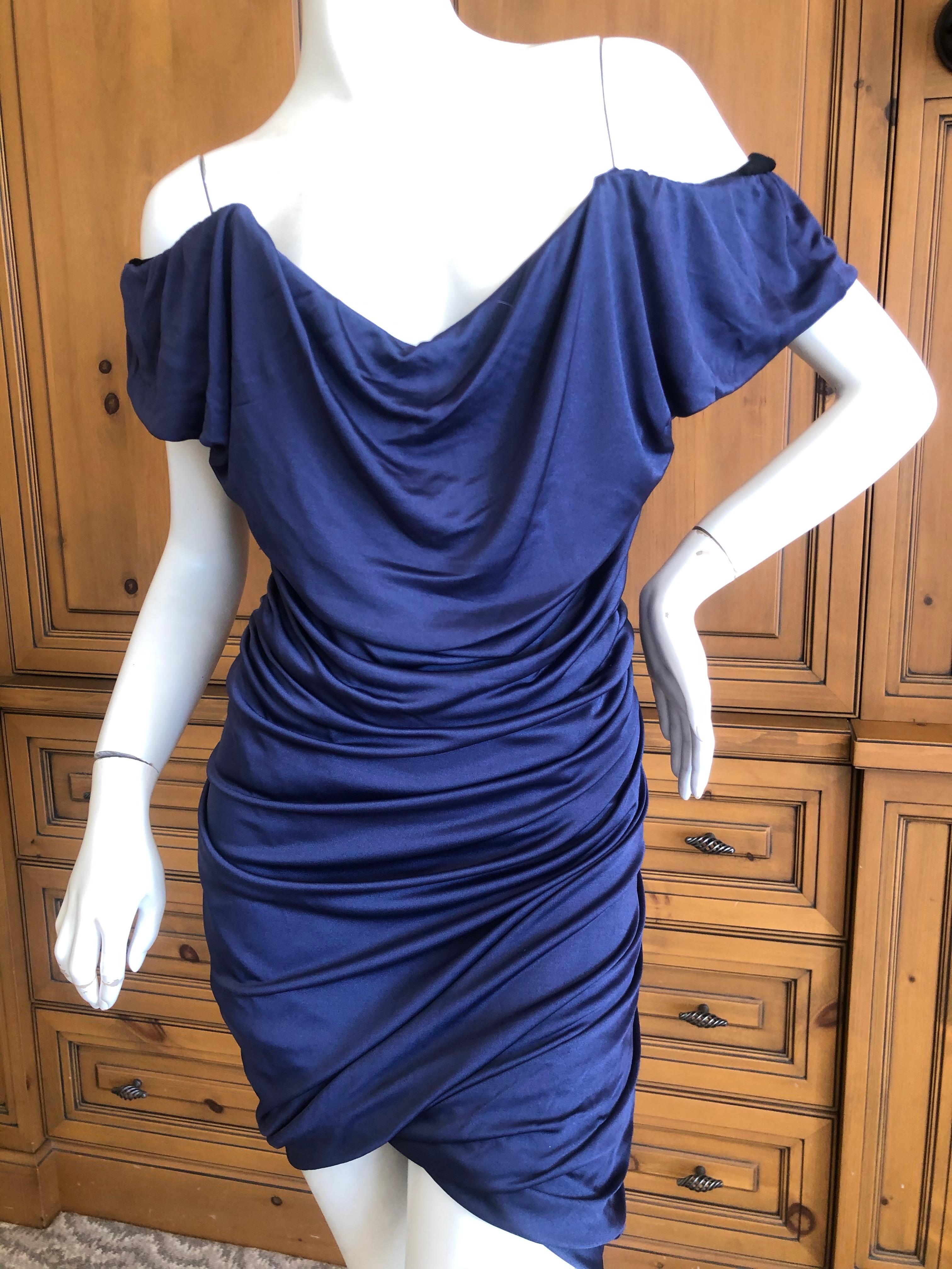 Vivienne Westwood Elegant Dark Blue Cocktail Dress with Built In Corset Sz XL In Excellent Condition For Sale In Cloverdale, CA