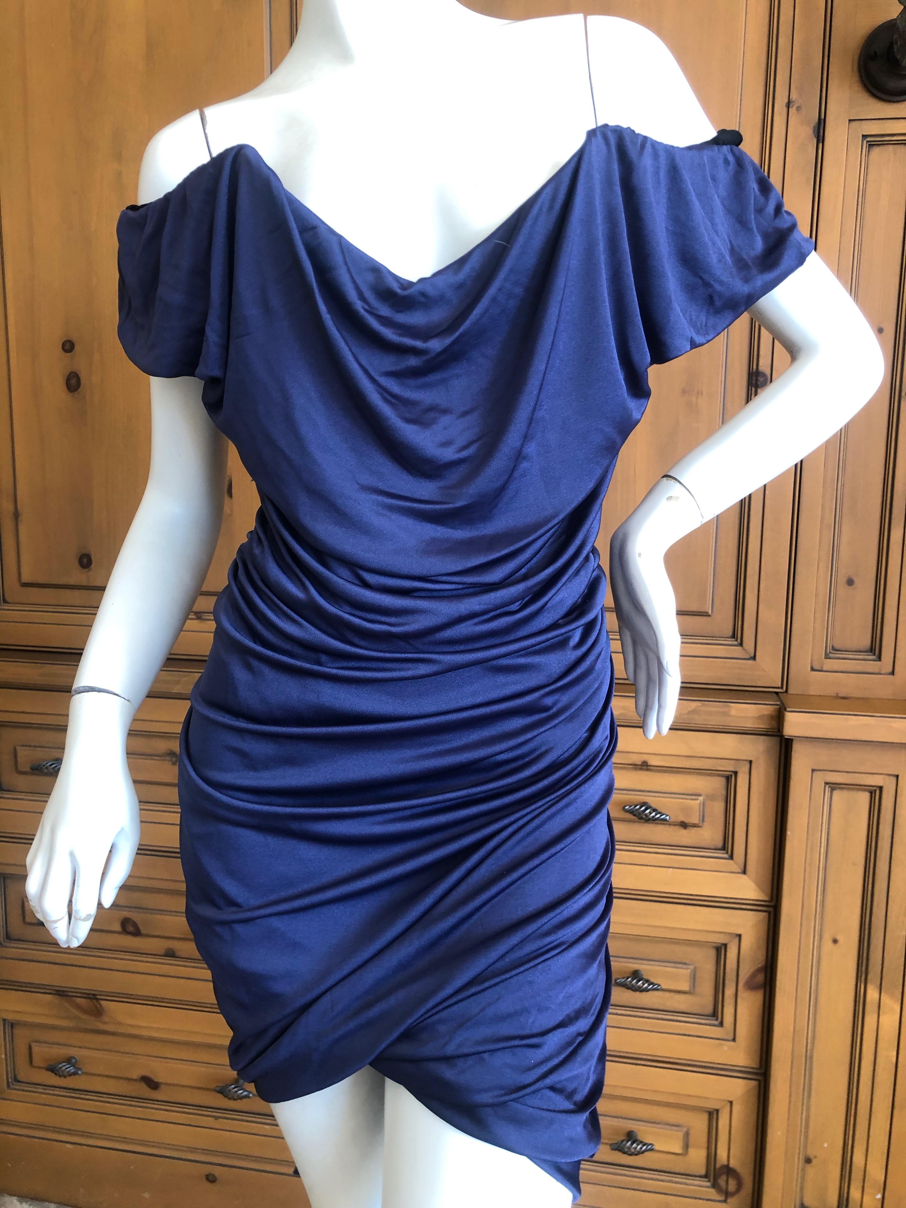 Women's Vivienne Westwood Elegant Dark Blue Cocktail Dress with Built In Corset Sz XL For Sale