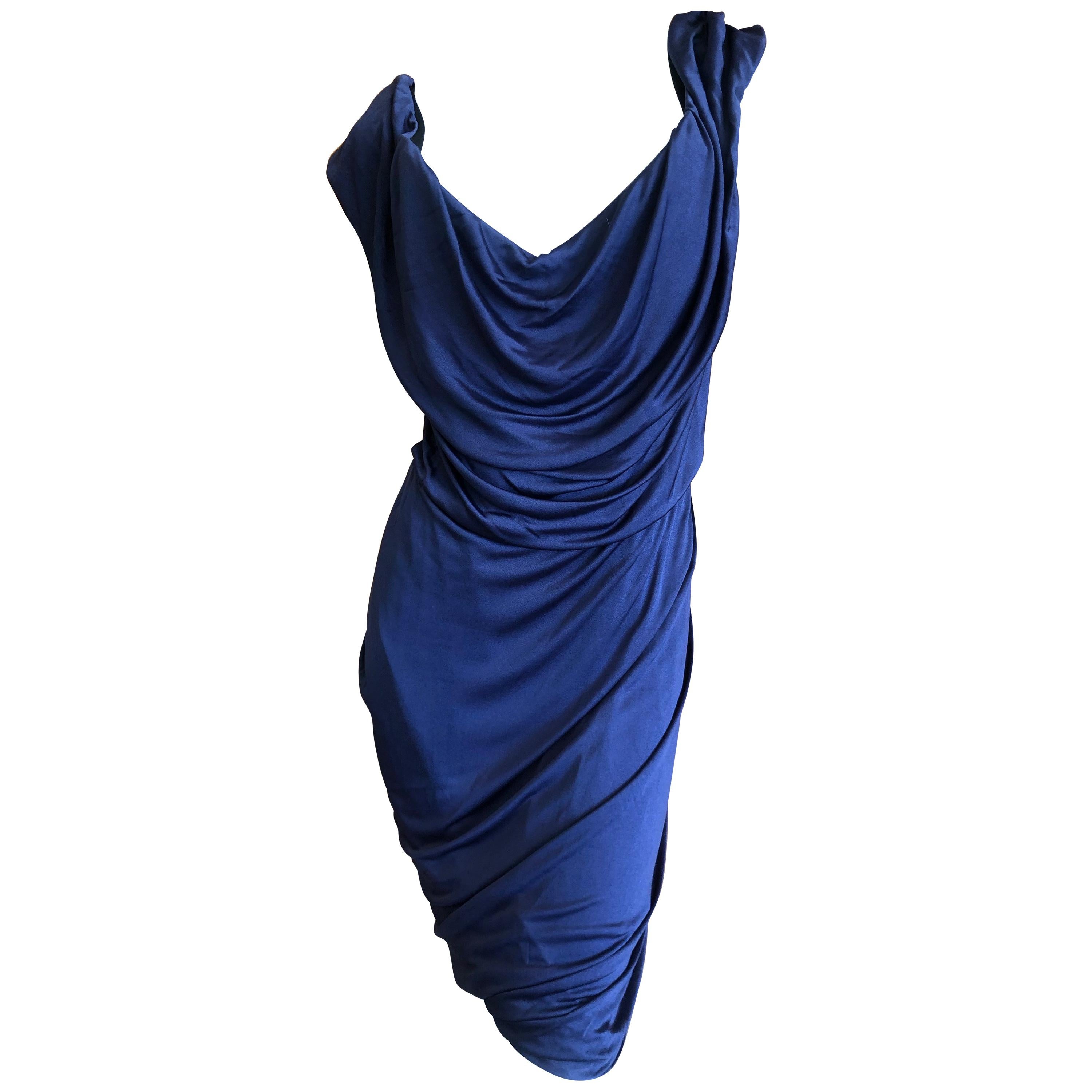 Vivienne Westwood Elegant Dark Blue Cocktail Dress with Built In Corset Sz XL For Sale