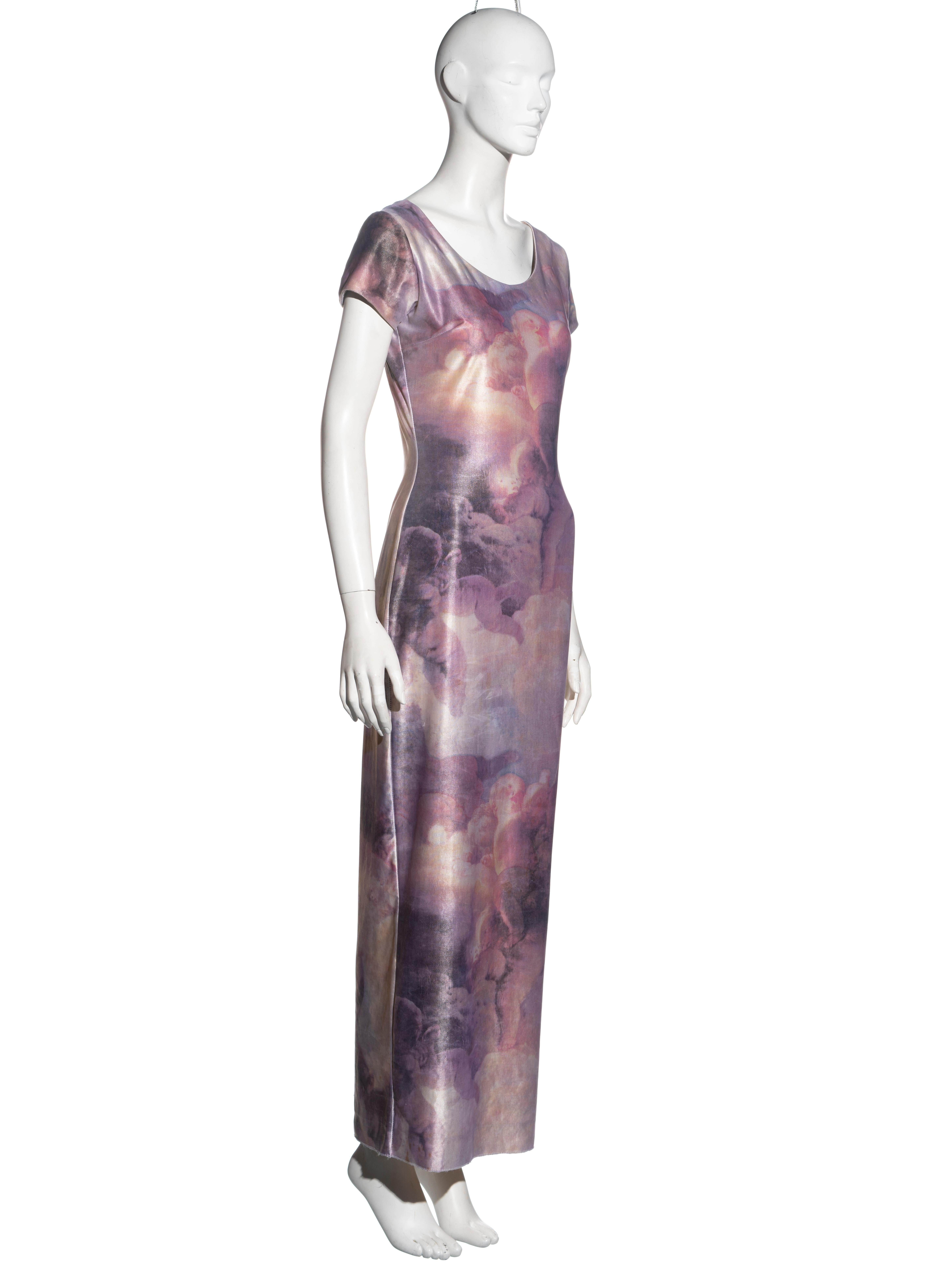 Vivienne Westwood evening maxi dress with cupid print, fw 1991 In Good Condition For Sale In London, GB
