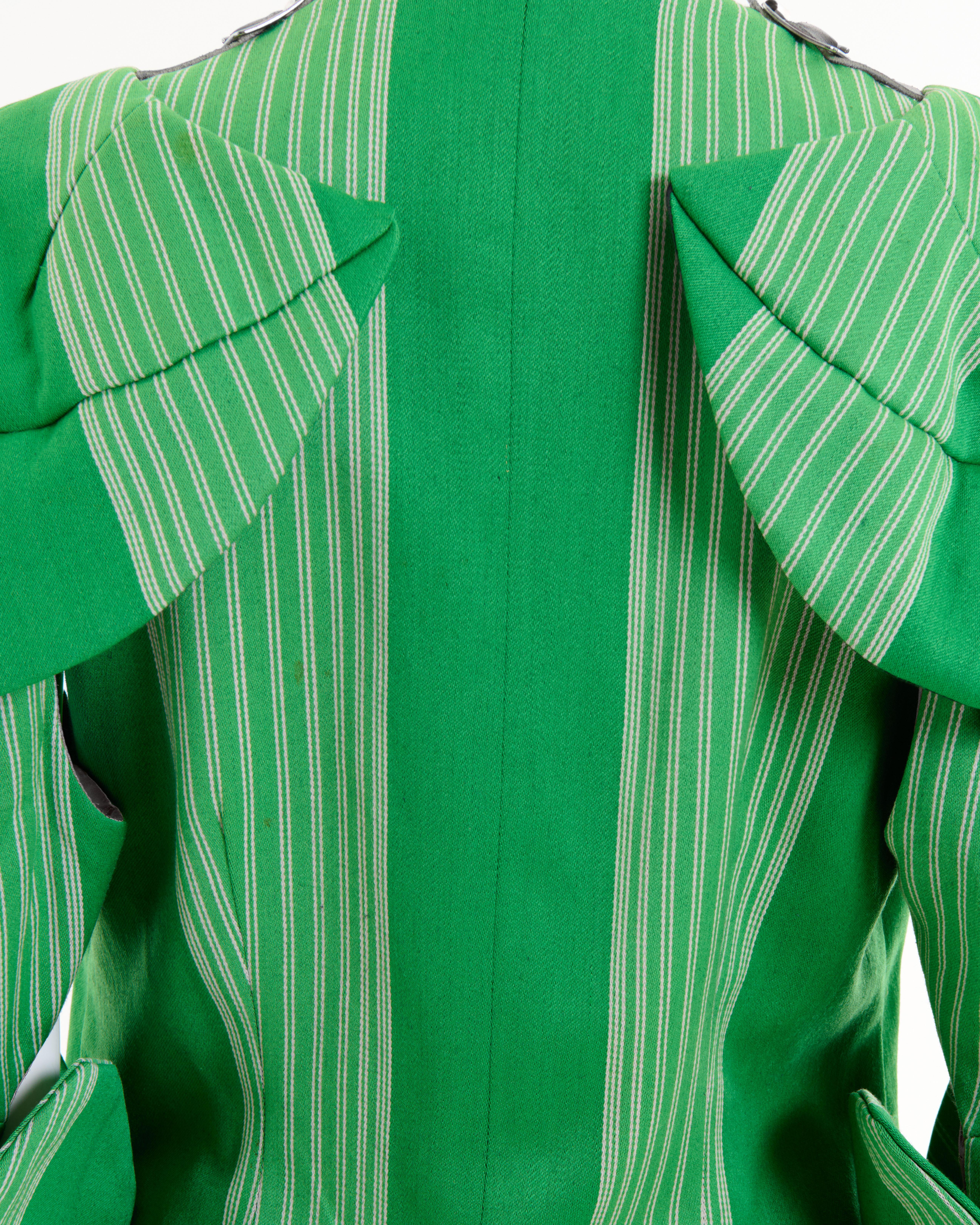 Vivienne Westwood  F/W 1988/89 ‘Time Machine’ Green striped Armour jacket For Sale 5