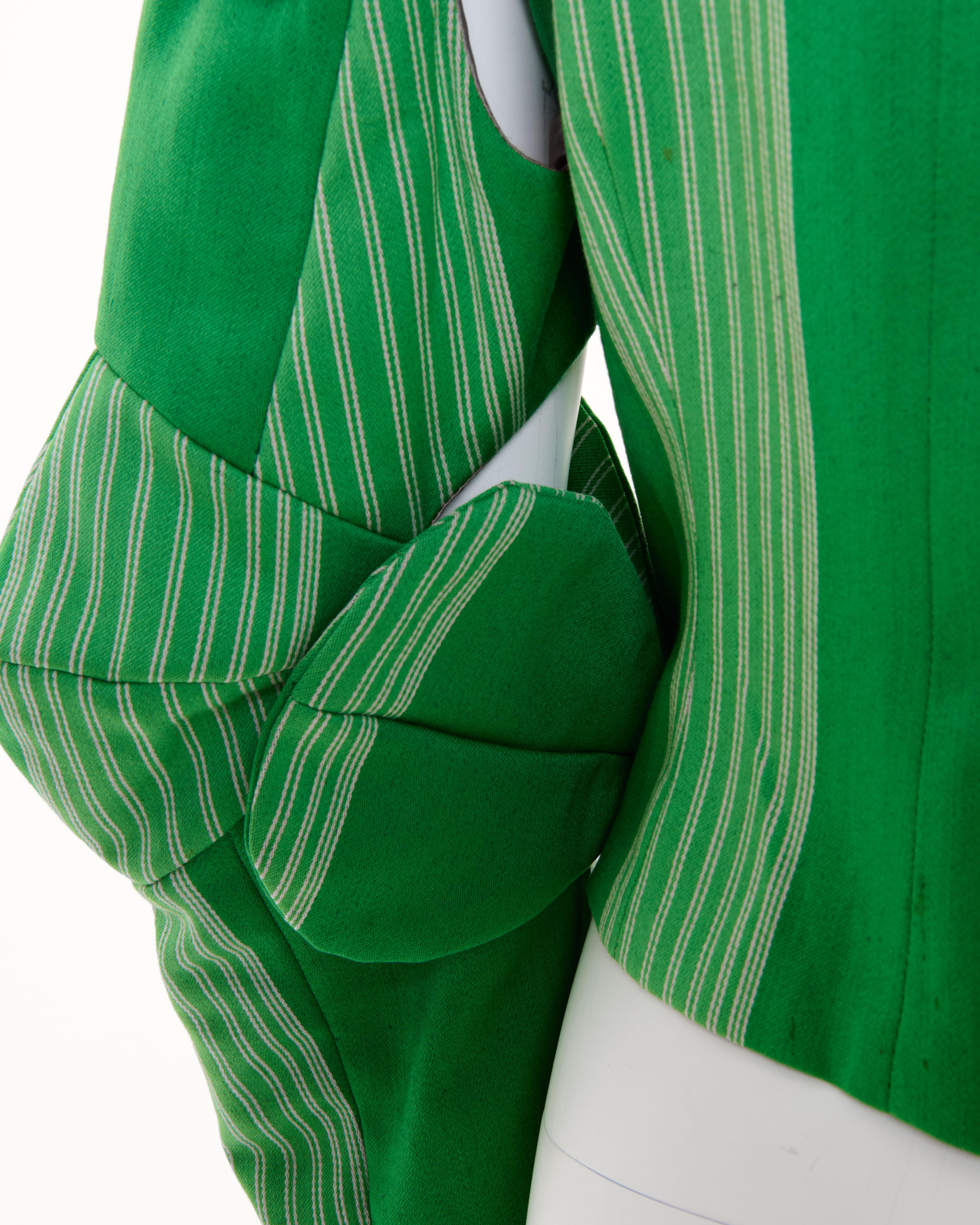 Vivienne Westwood  F/W 1988/89 ‘Time Machine’ Green striped Armour jacket For Sale 7