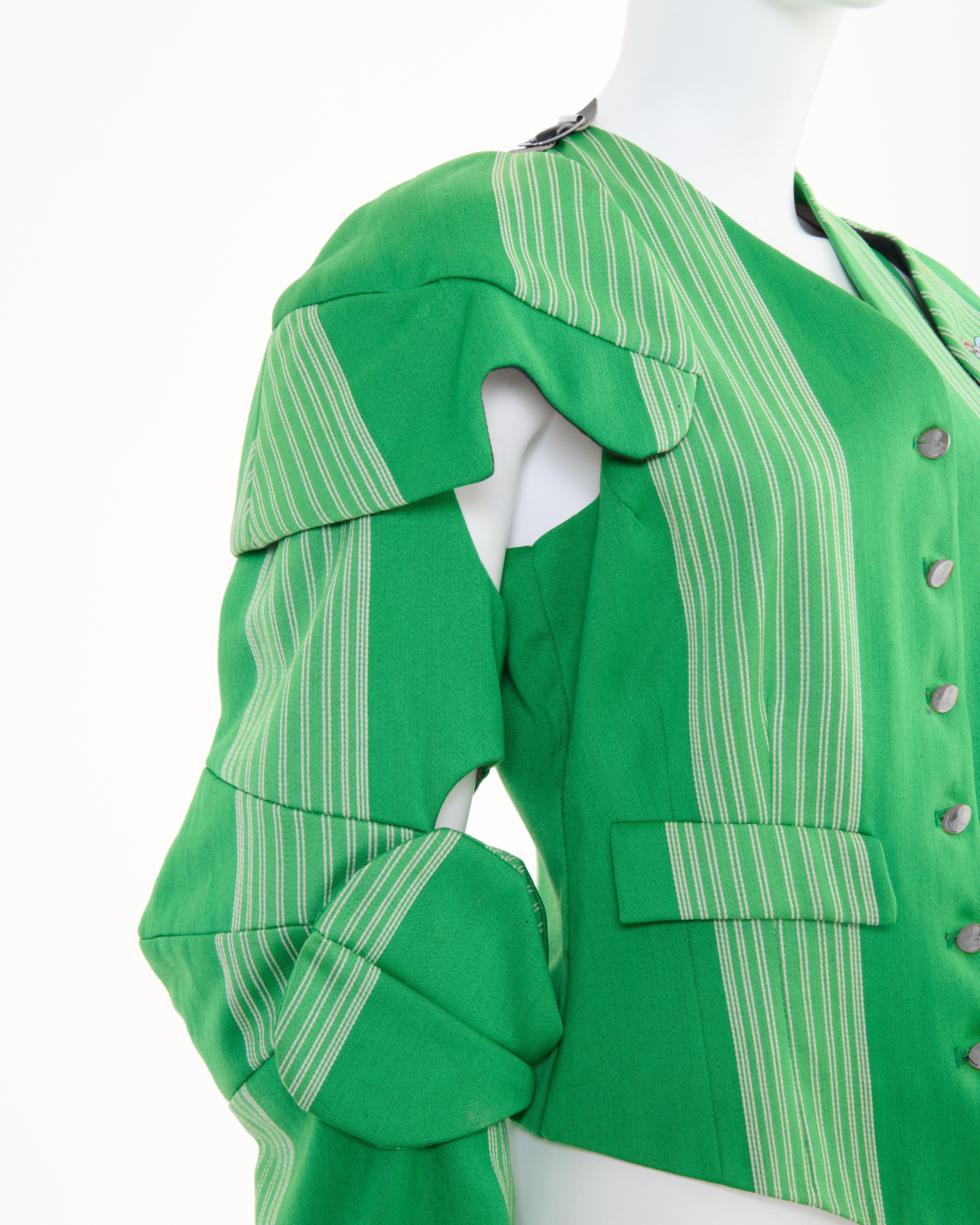 Vivienne Westwood  F/W 1988/89 ‘Time Machine’ Green striped Armour jacket For Sale 8