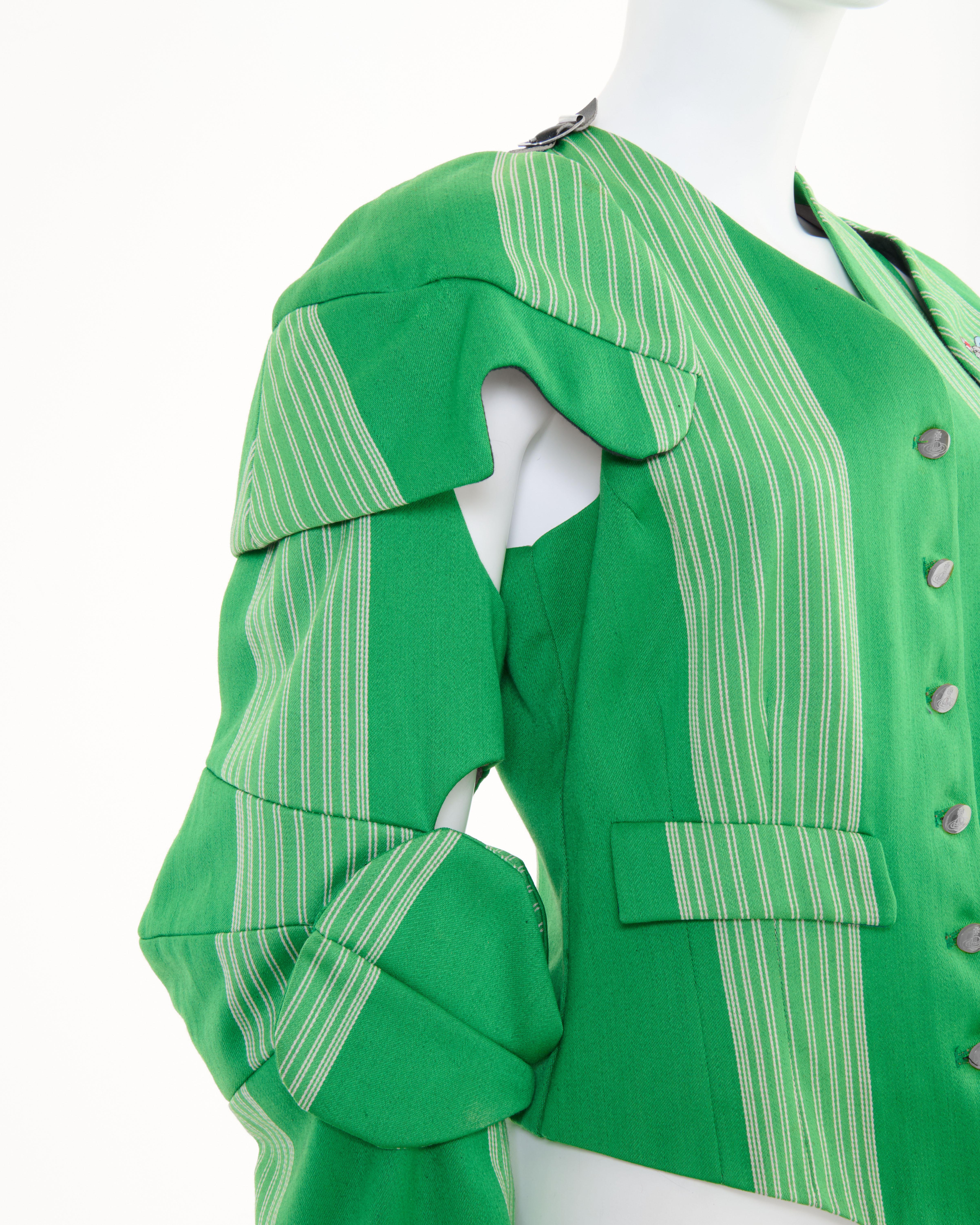 Vivienne Westwood  F/W 1988/89 ‘Time Machine’ Green striped Armour jacket For Sale 7