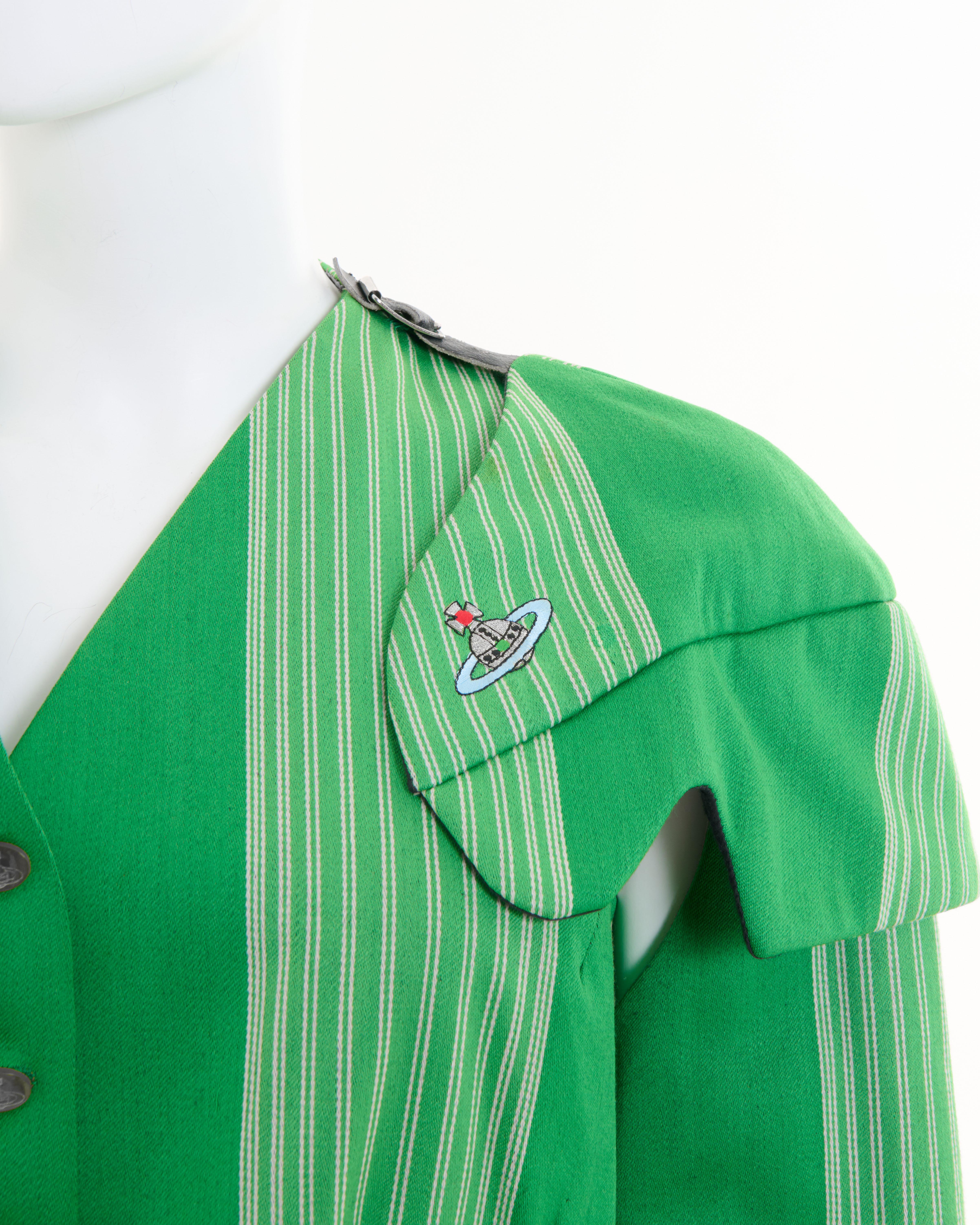 Vivienne Westwood  F/W 1988/89 ‘Time Machine’ Green striped Armour jacket For Sale 8