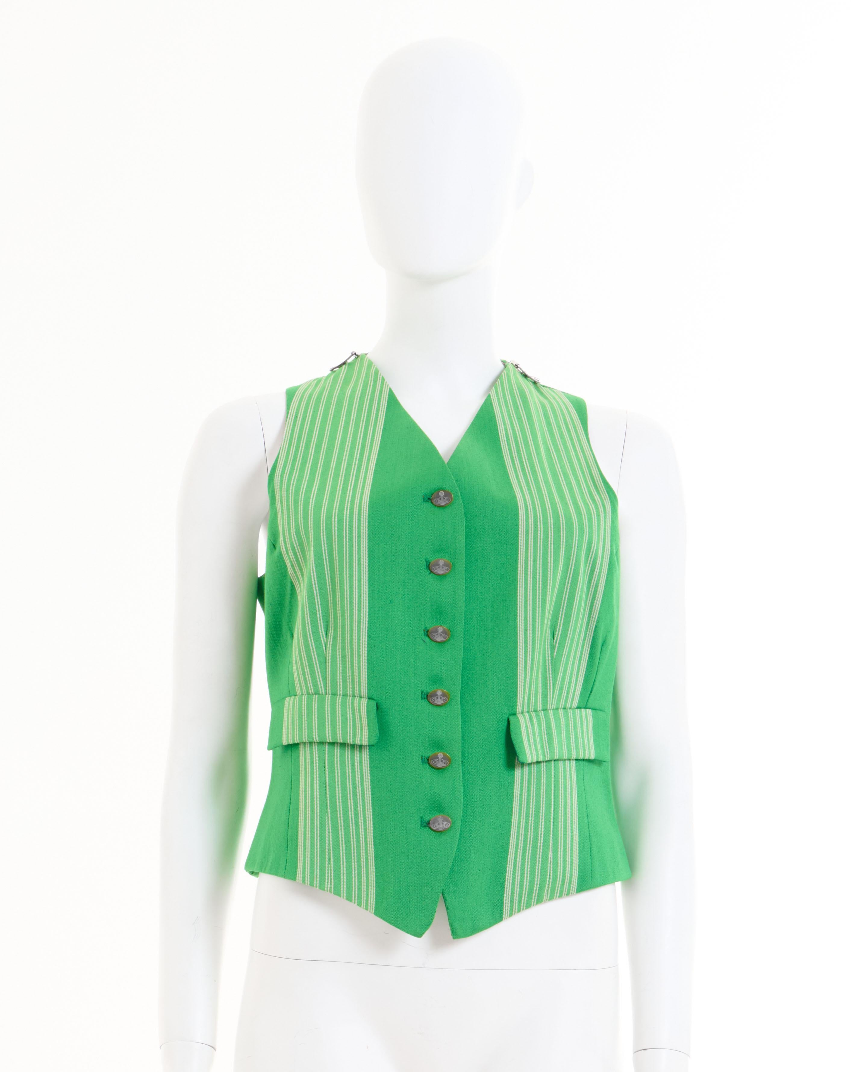 Vivienne Westwood  F/W 1988/89 ‘Time Machine’ Green striped Armour jacket For Sale 10