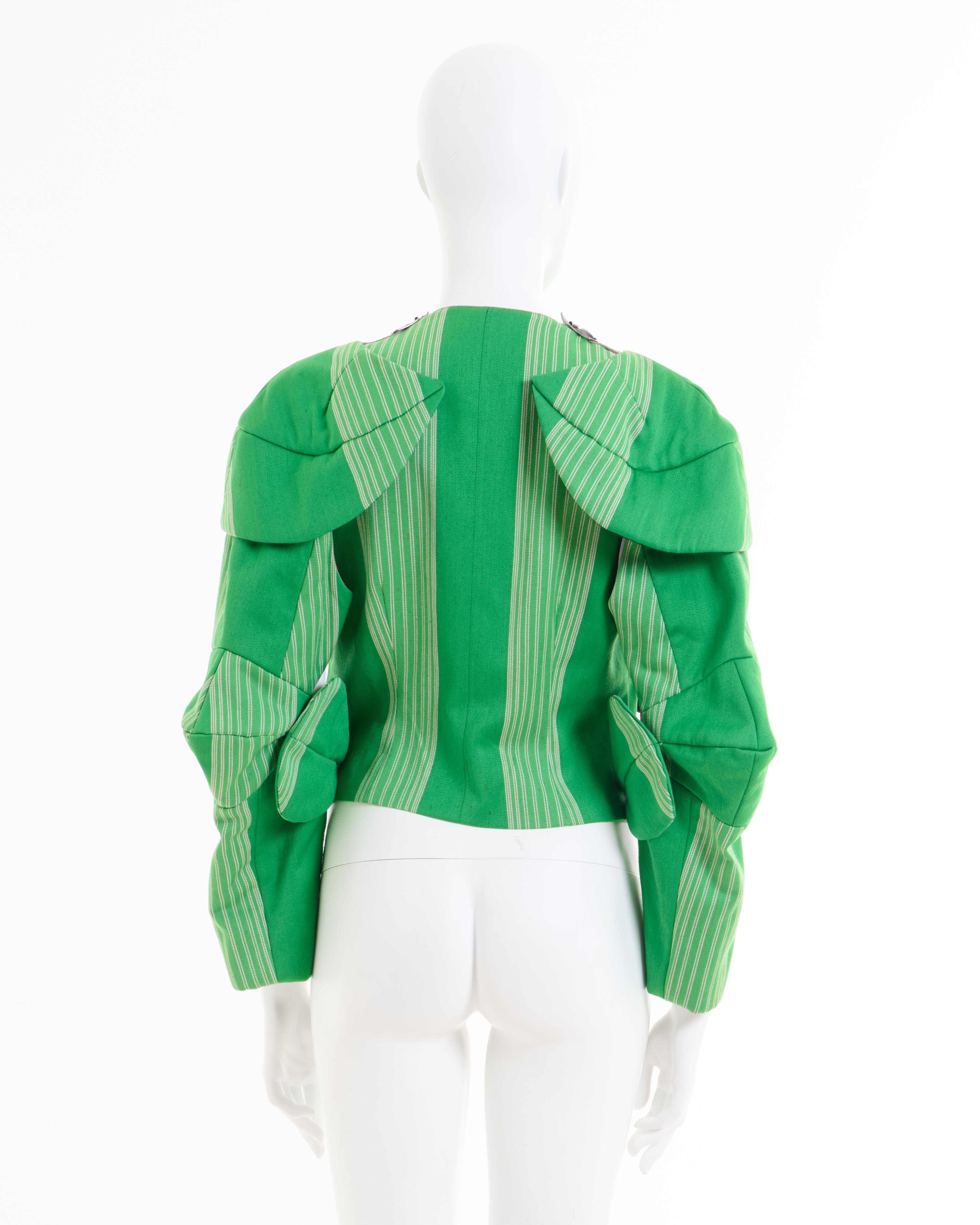 Vivienne Westwood  F/W 1988/89 'Time Machine' Grün gestreifte Armour Jacke für Damen oder Herren im Angebot
