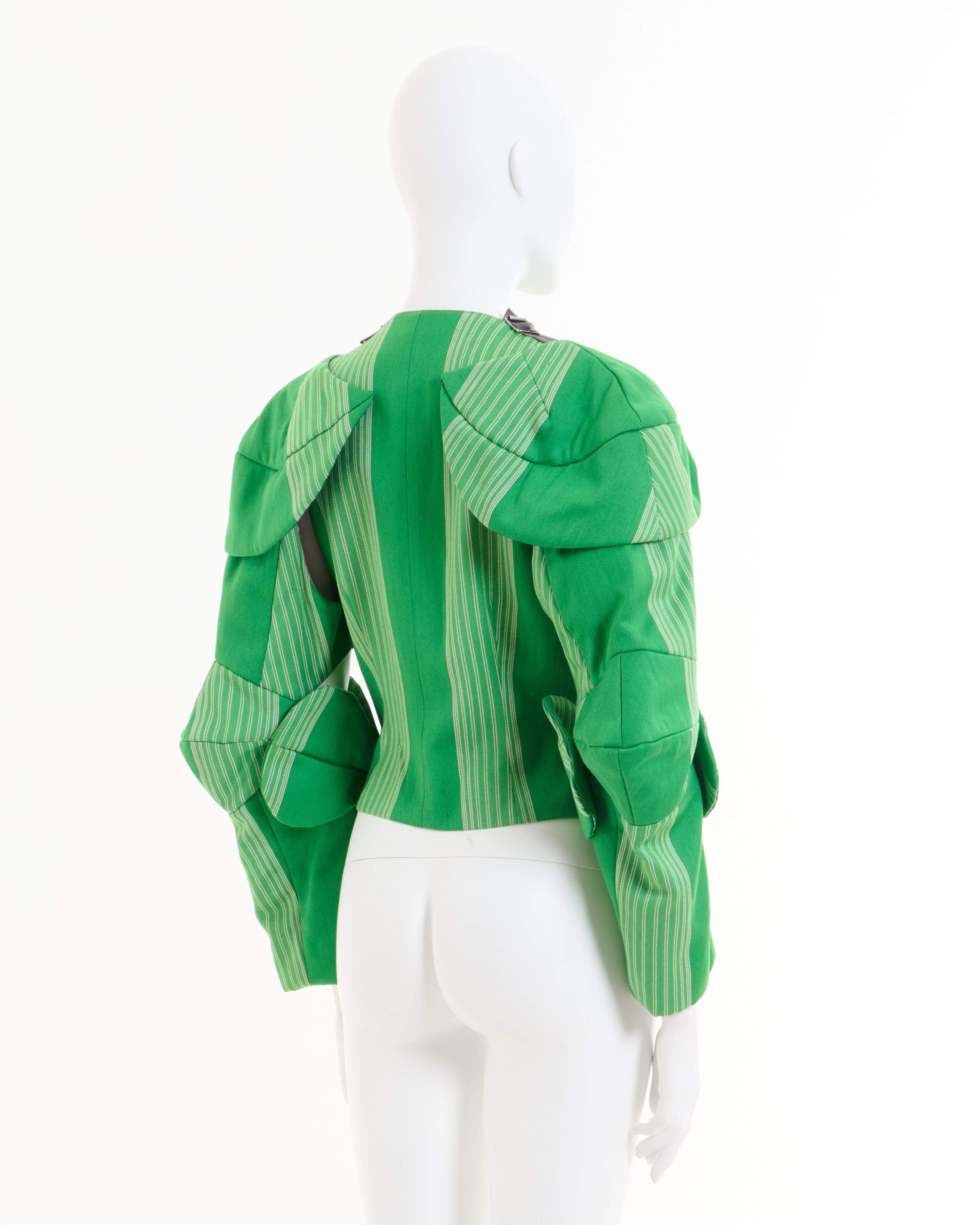 Vivienne Westwood  F/W 1988/89 'Time Machine' Grün gestreifte Armour Jacke im Angebot 2