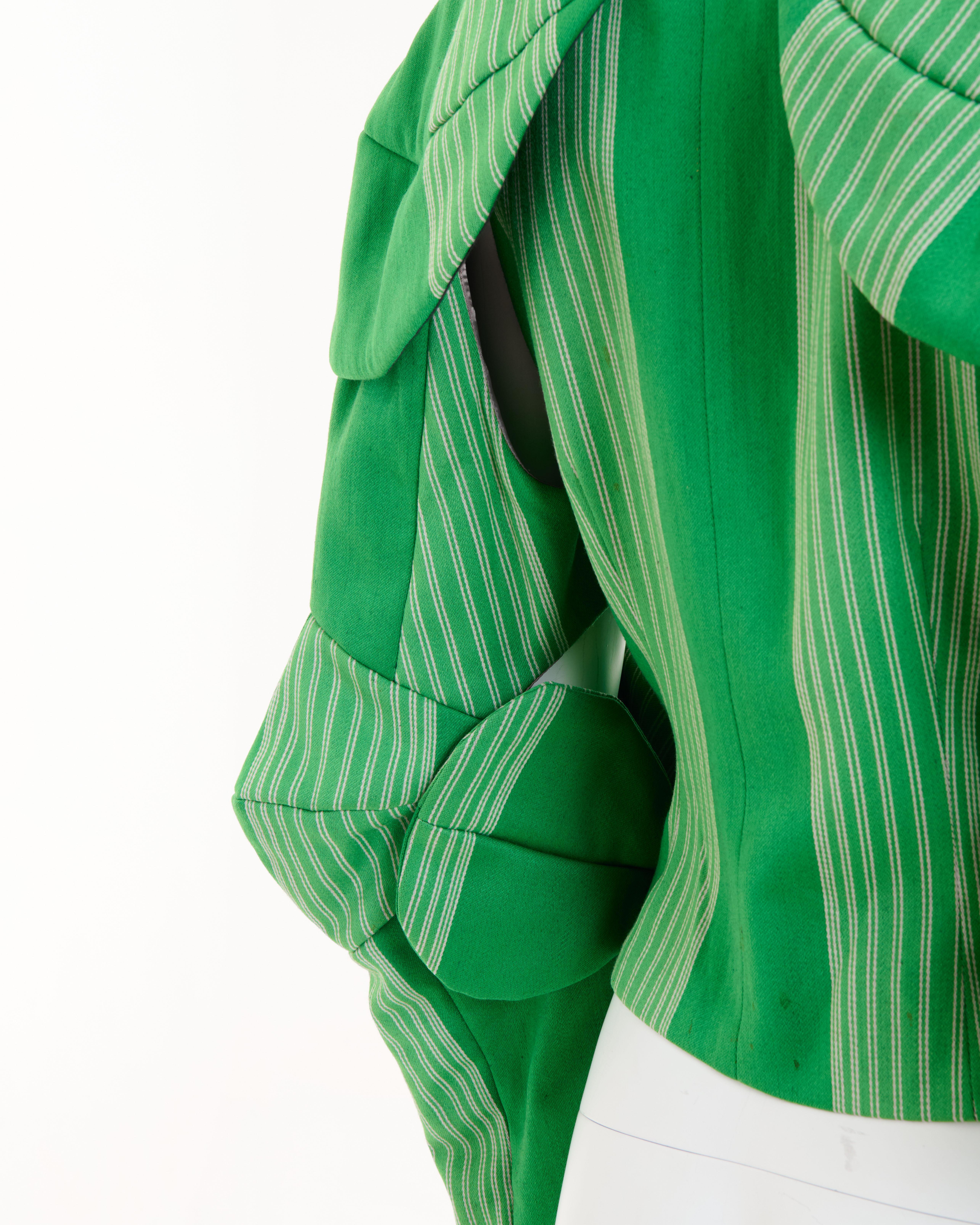 Vivienne Westwood  F/W 1988/89 ‘Time Machine’ Green striped Armour jacket For Sale 2