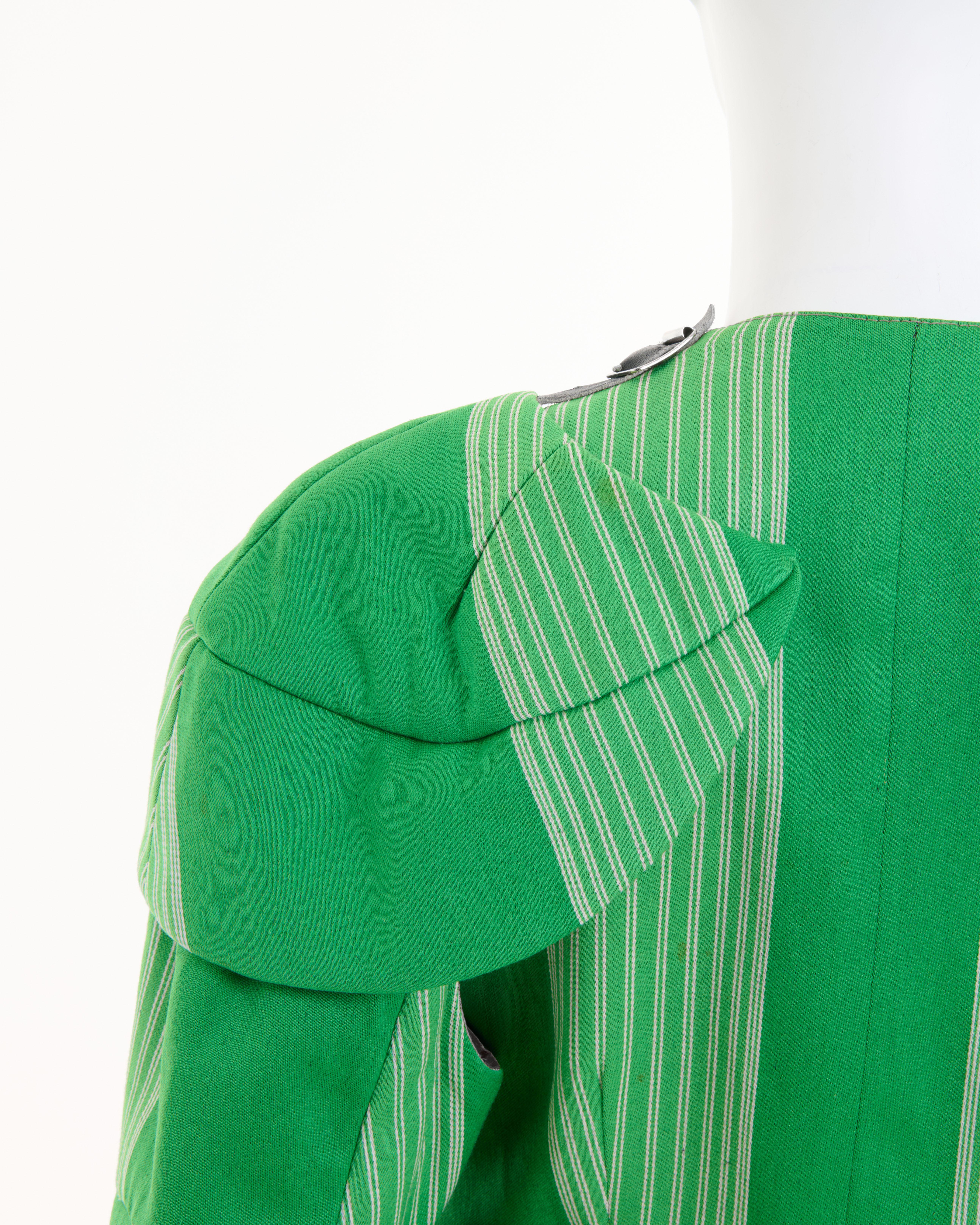 Vivienne Westwood  F/W 1988/89 ‘Time Machine’ Green striped Armour jacket For Sale 3