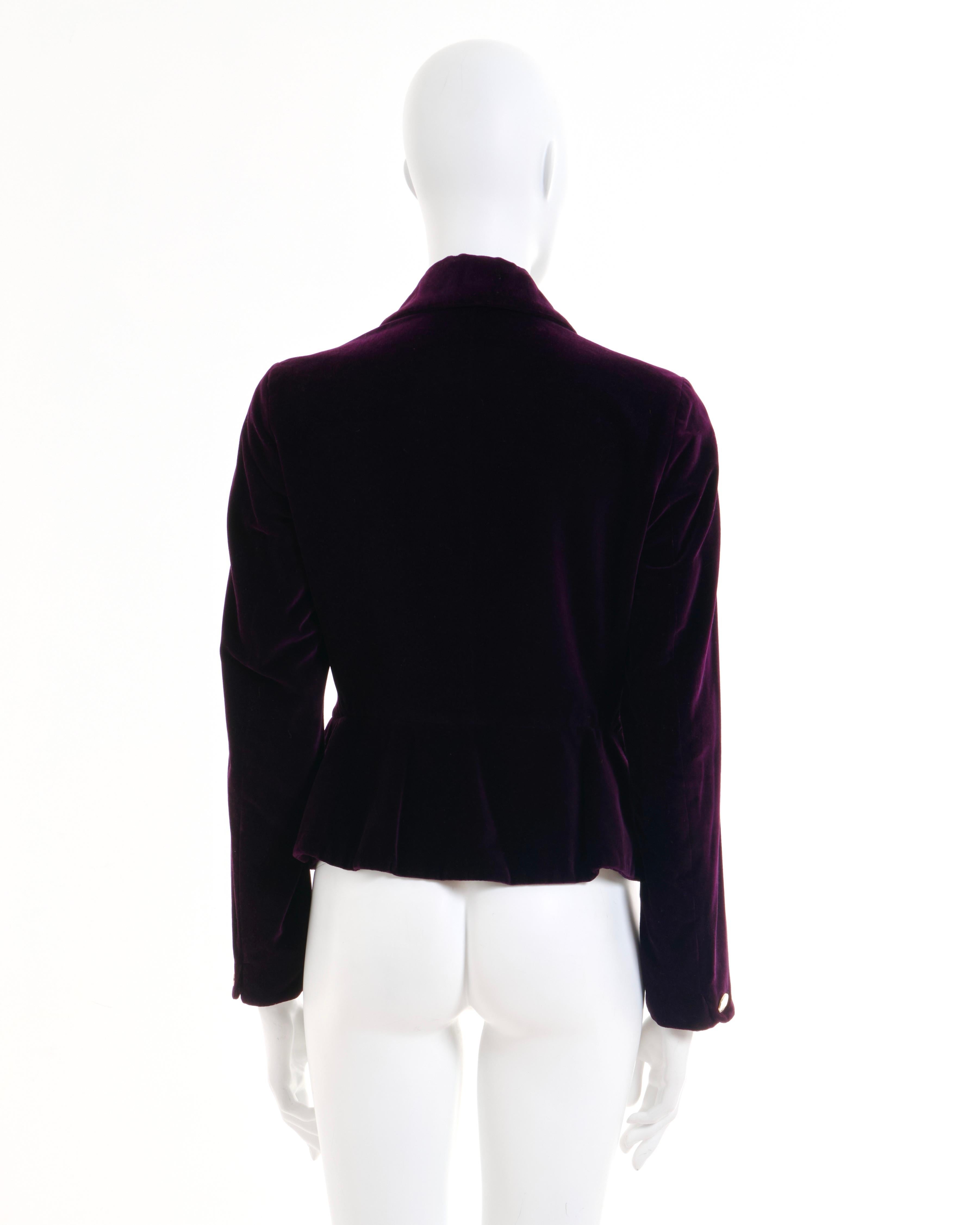 Black Vivienne Westwood A/I 1992 Giacca peplo in velluto color prugna 
