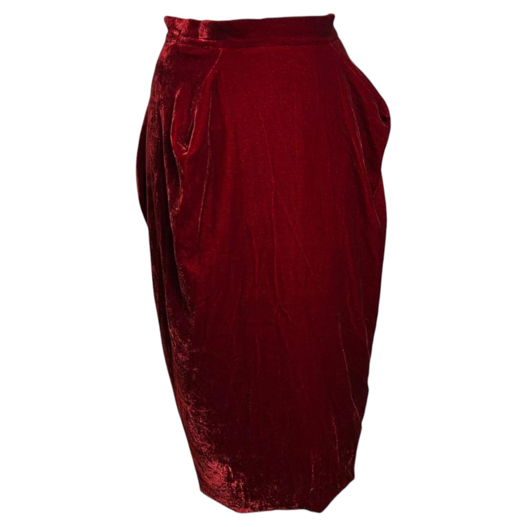 Vivienne Westwood F/W 2002 Red Velvet Draped Skirt