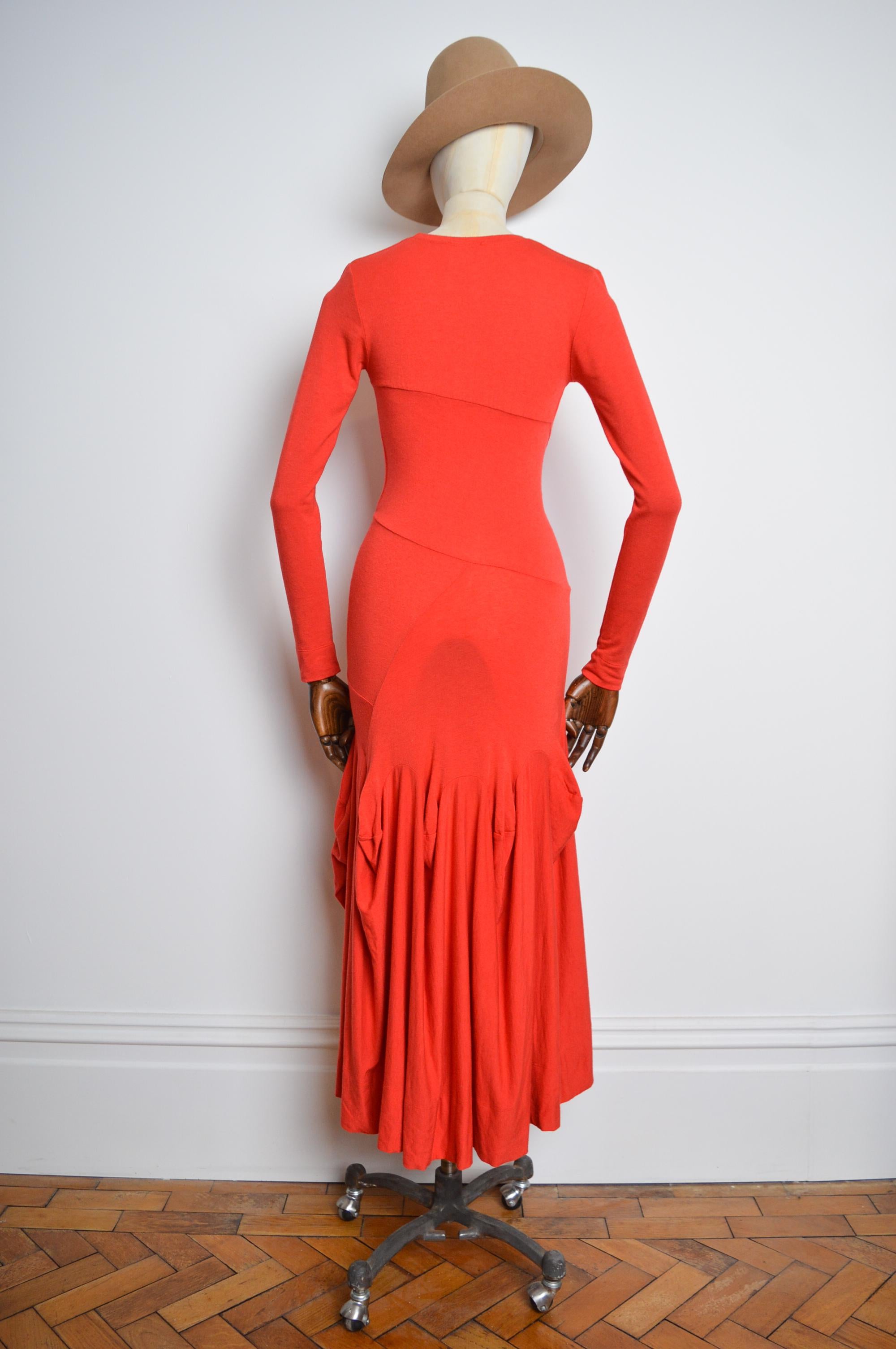 Vivienne Westwood F/W 2008 Red long sleeve Avant Guard Full length Maxi Dress For Sale 8