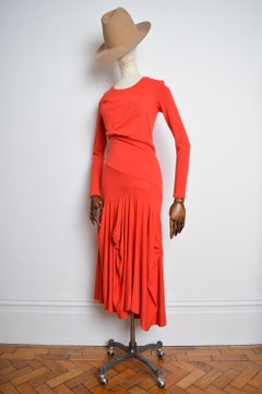 Vivienne Westwood F/W 2008 Red long sleeve Avant Guard Full length Maxi Dress