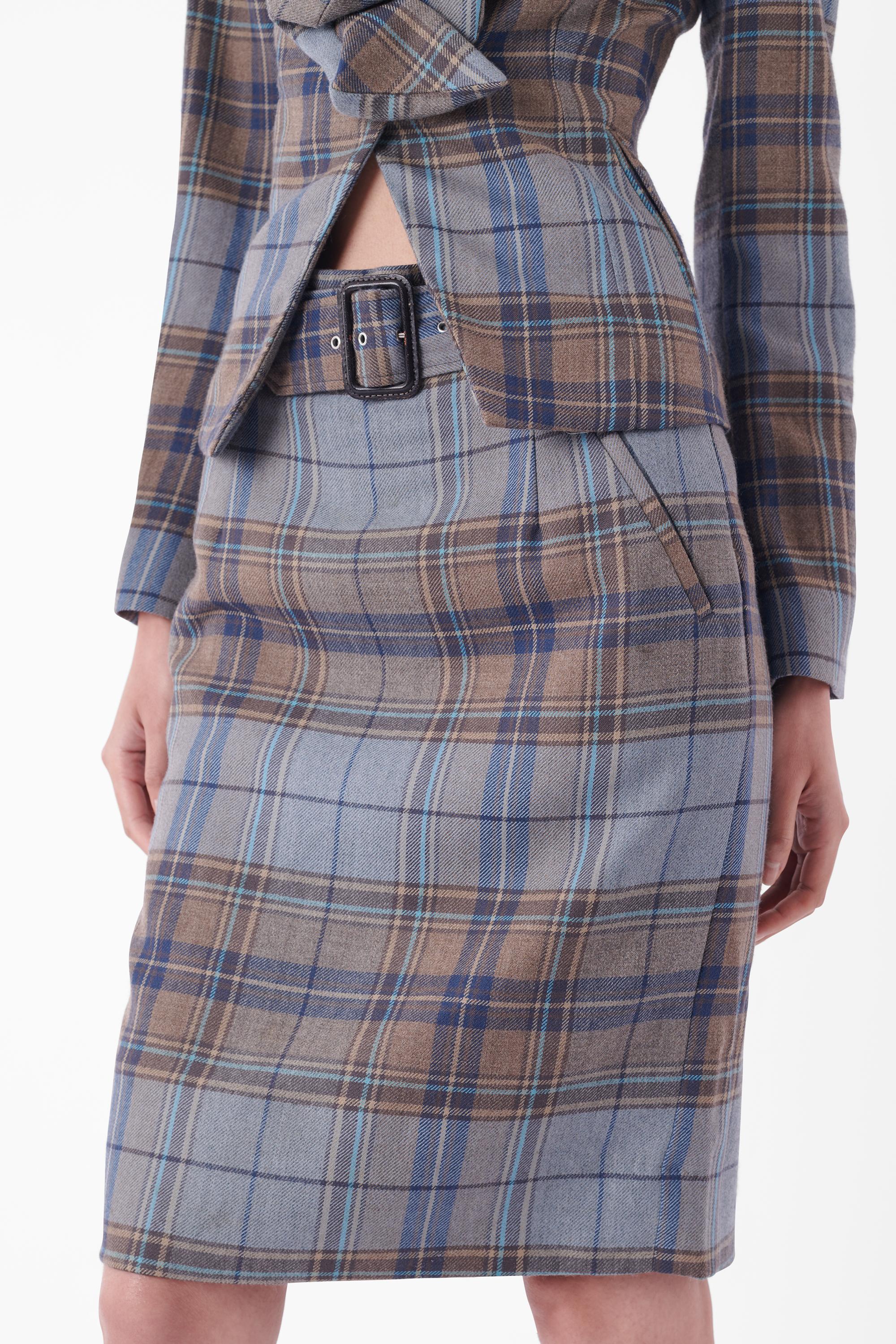 Vivienne Westwood  F/W 2012 Runway Blue Tartan Two Piece Co-ord In Excellent Condition For Sale In London, GB