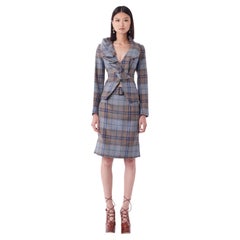 Vivienne Westwood H/W 2012 Laufsteg Blauer Schottenkaro Zweiteiliger Co-ord aus Schottenkaro