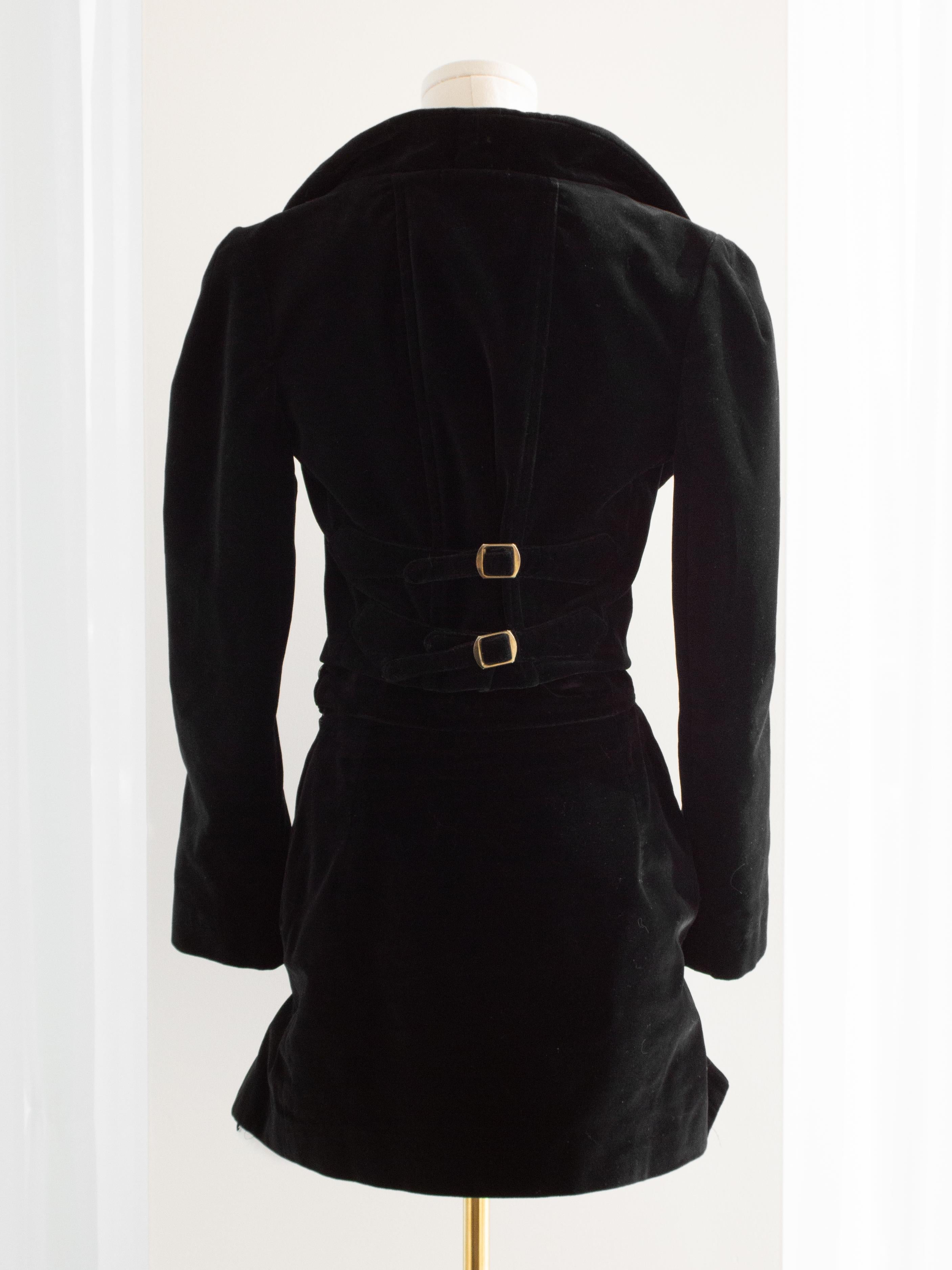 Vivienne Westwood F/W1988 Time Machine Black Velvet White Bustle Mini Skirt Suit For Sale 1