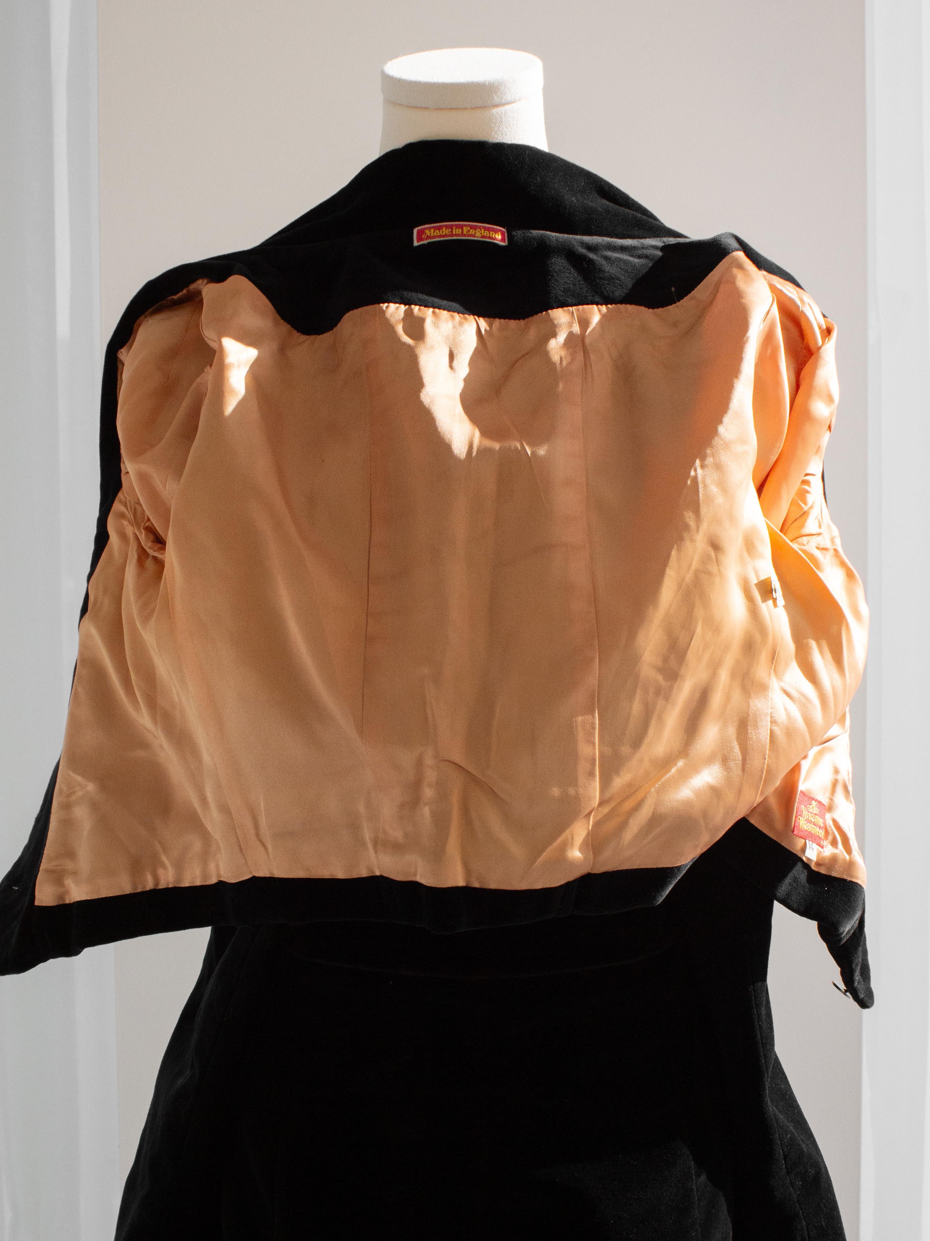 Vivienne Westwood F/W1988 Time Machine Black Velvet White Bustle Mini Skirt Suit For Sale 5