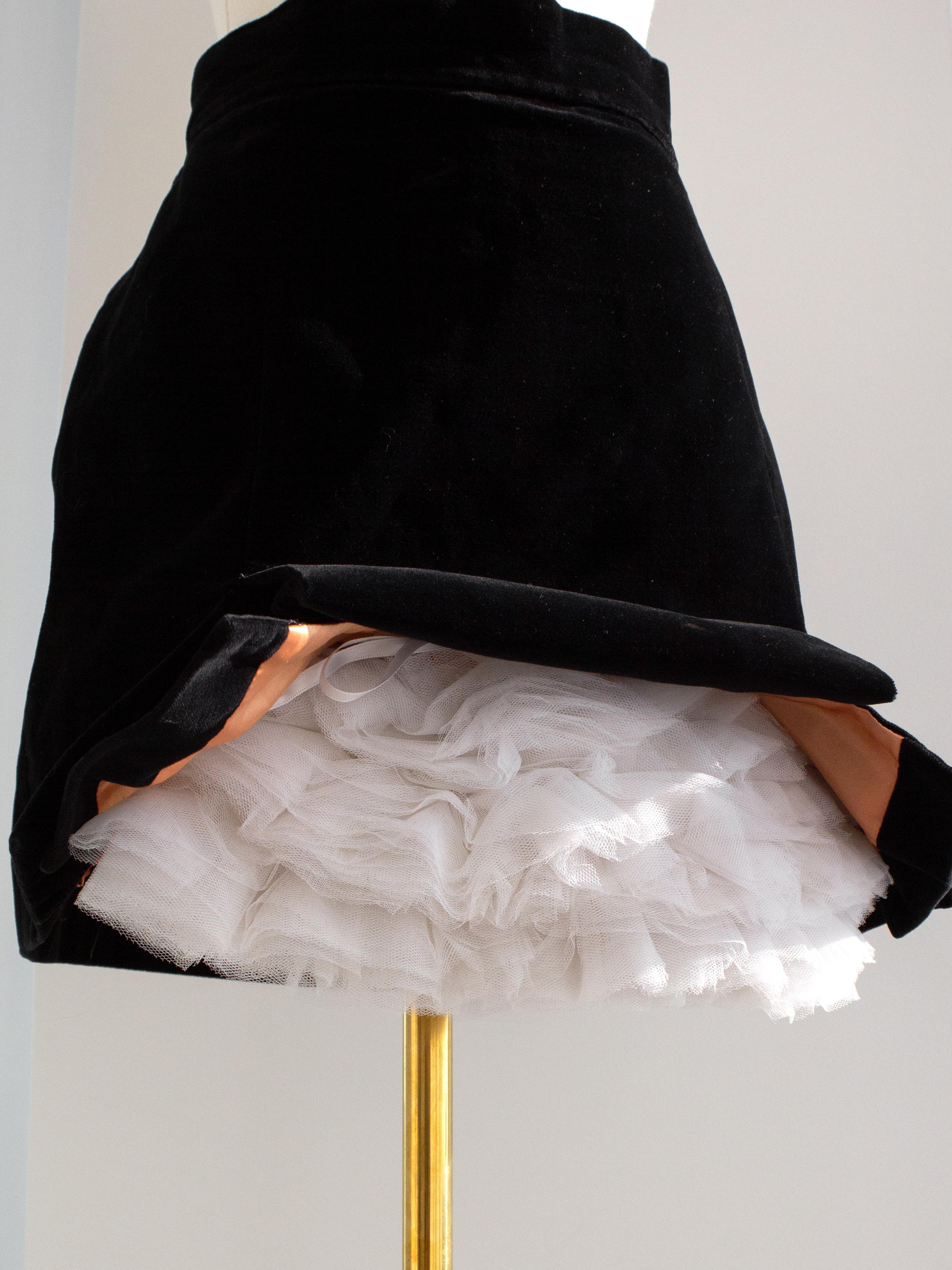 Vivienne Westwood F/W1988 Time Machine Black Velvet White Bustle Mini Skirt Suit For Sale 10