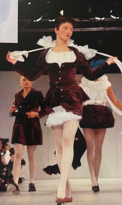 Vivienne Westwood F/W1988 Time Machine Black Velvet White Bustle Mini Skirt Suit