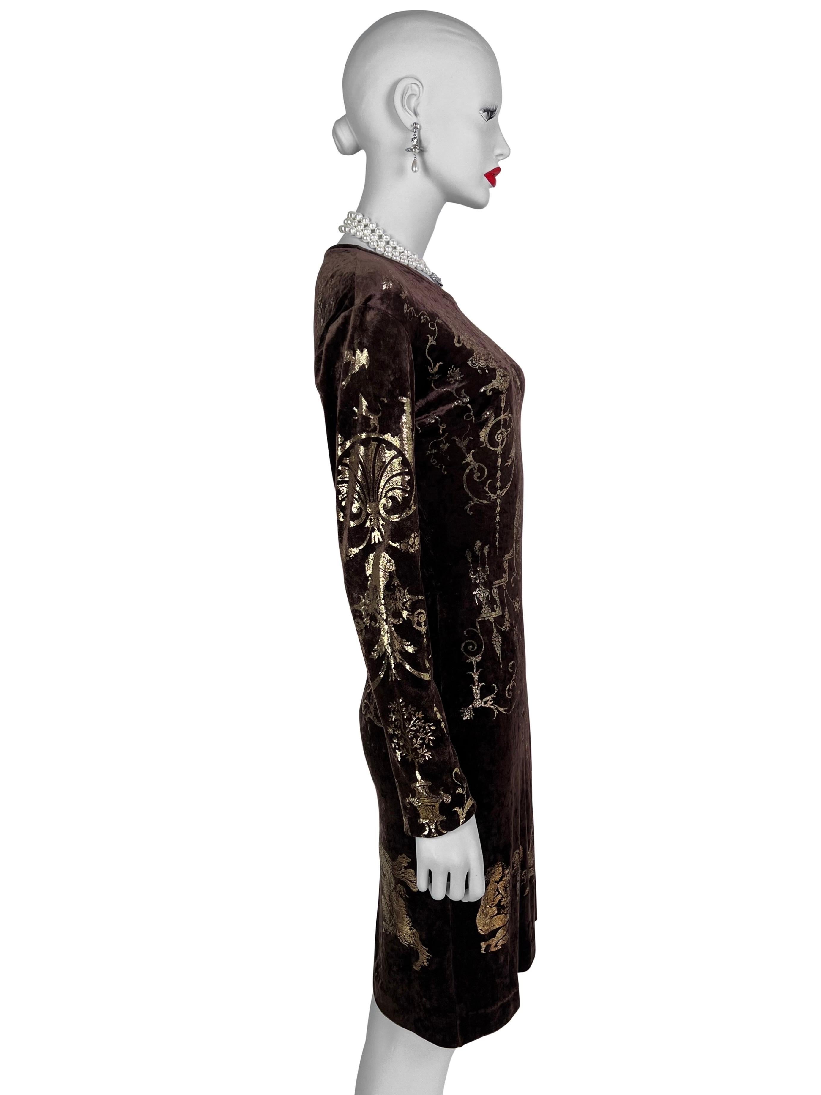 Vivienne Westwood Fall 1990 “Portrait Collection” Foiled “Boulle” Printed Velvet For Sale 5