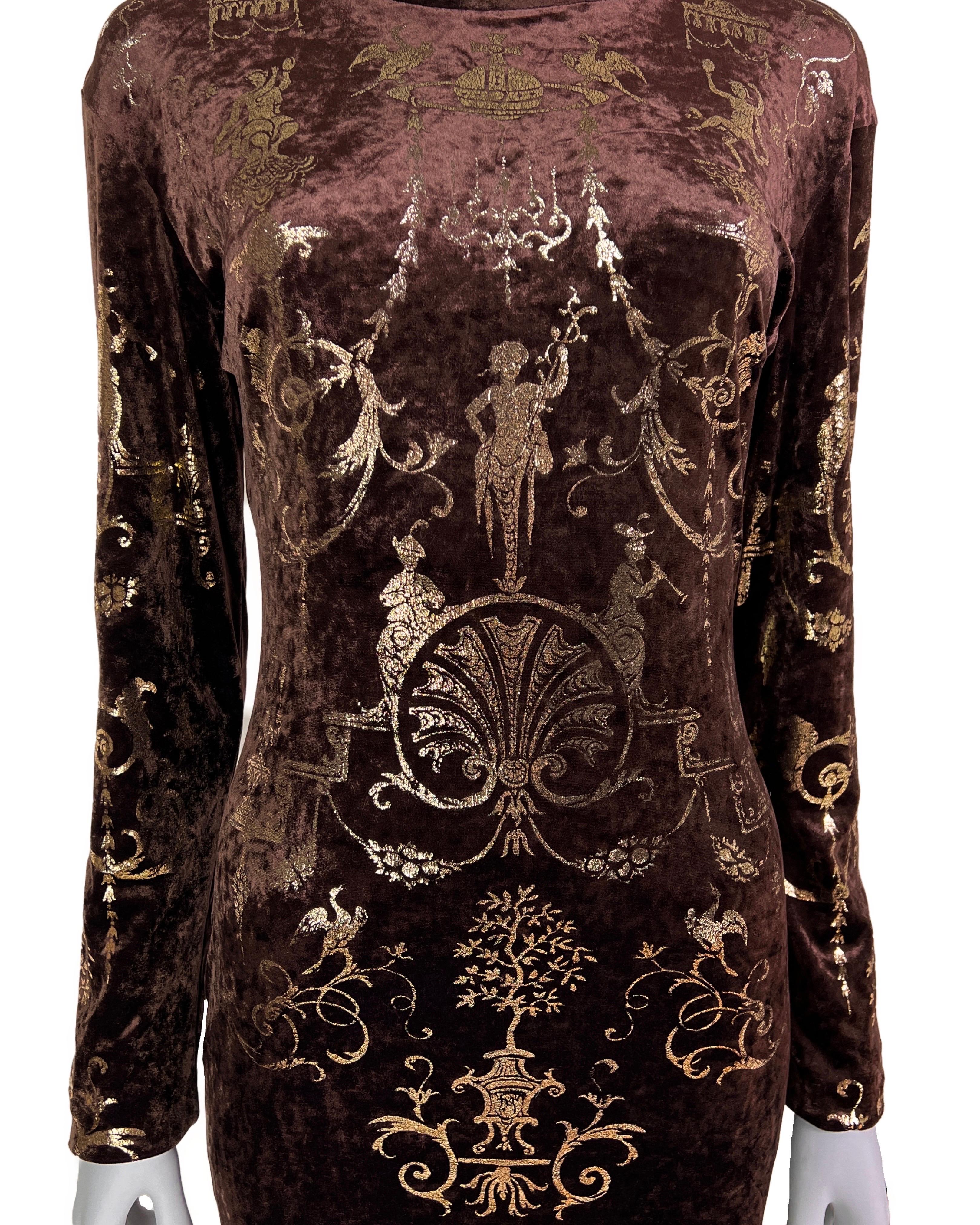 Women's Vivienne Westwood Fall 1990 “Portrait Collection” Foiled “Boulle” Printed Velvet For Sale
