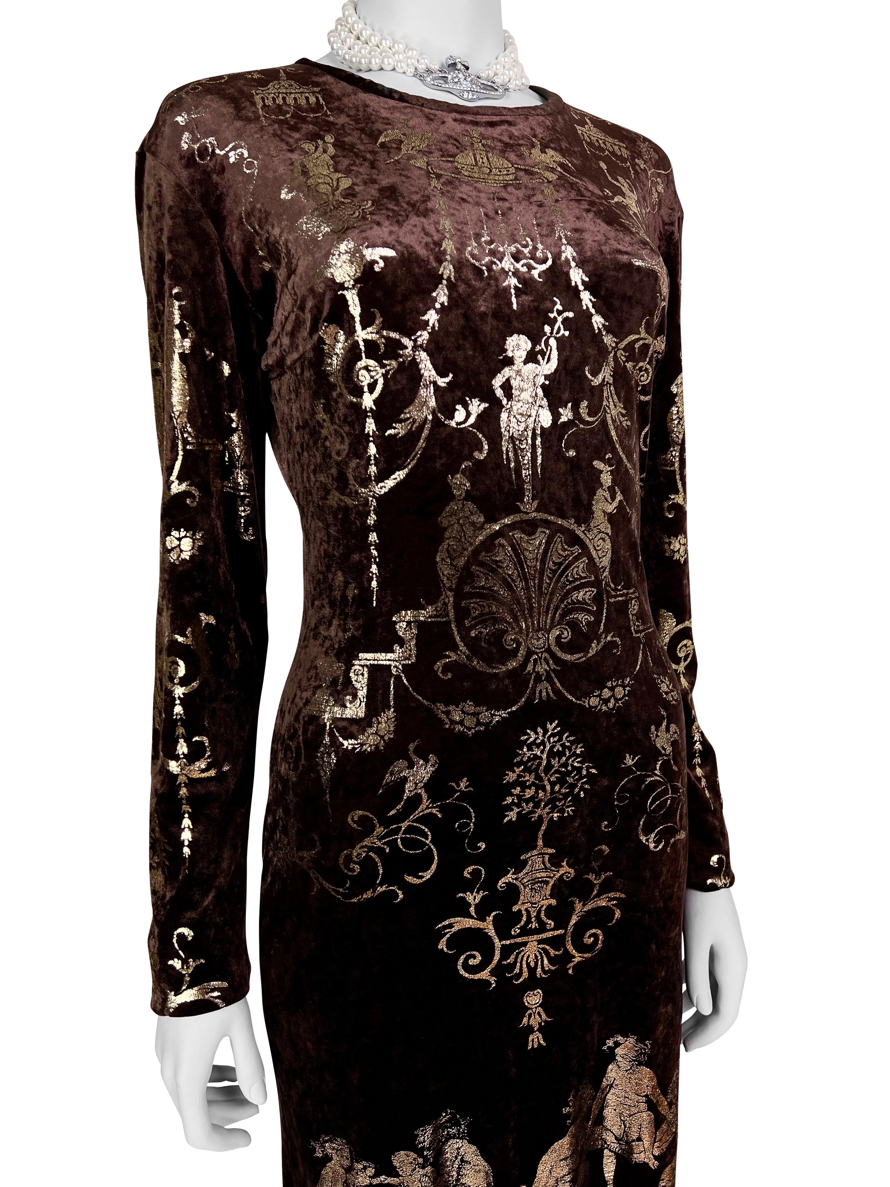 Vivienne Westwood Fall 1990 “Portrait Collection” Foiled “Boulle” Printed Velvet For Sale 3