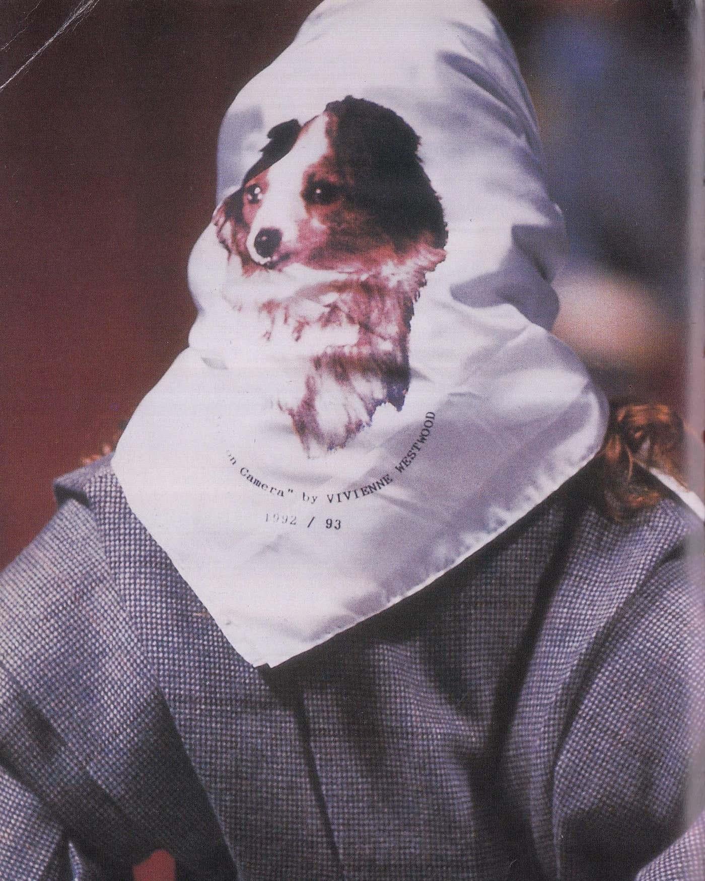 Vivienne Westwood Fall 1992 Runway Armour Jacket & Dog Print Scarf Set For Sale 2