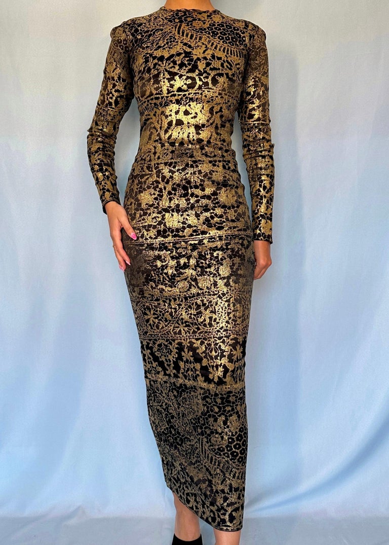 Vivienne Westwood Fall 1992 Runway Sample Black Metallic Gold Dress For  Sale at 1stDibs
