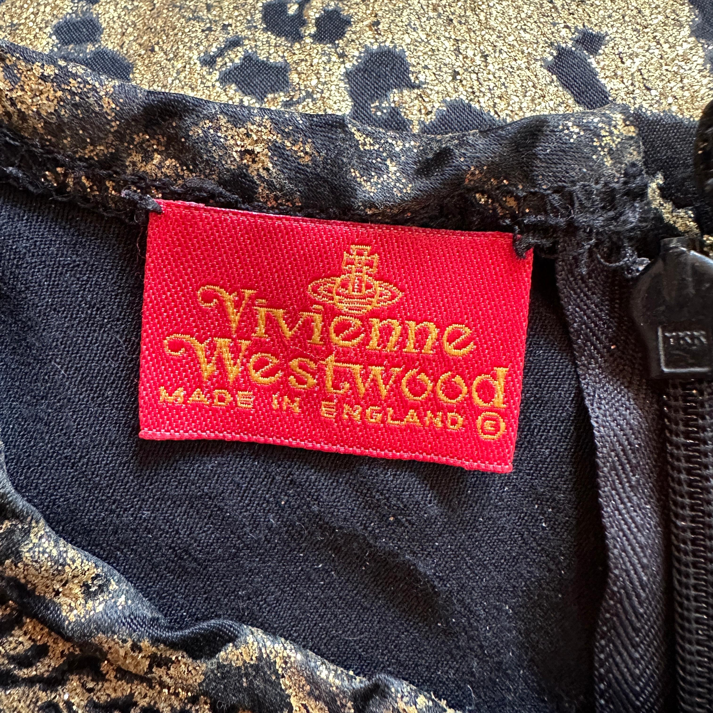 Vivienne Westwood - Échantillon de défilé de robe noire métallisée dorée, automne 1992 en vente 5