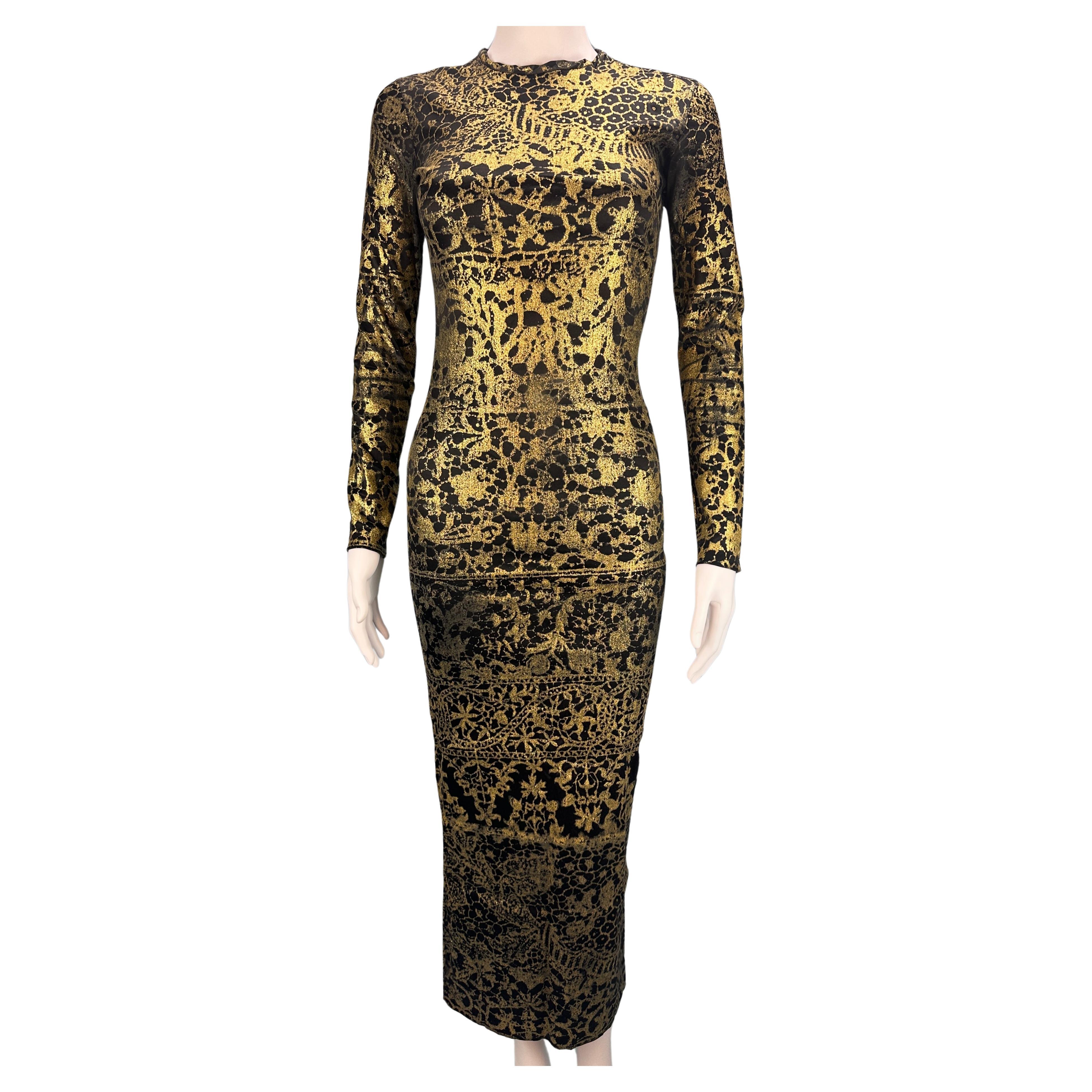 Vivienne Westwood - Échantillon de défilé de robe noire métallisée dorée, automne 1992 en vente