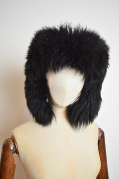 Vivienne Westwood Fall 1996 Black sheepskin Fluffy Shearling Trapper Hat