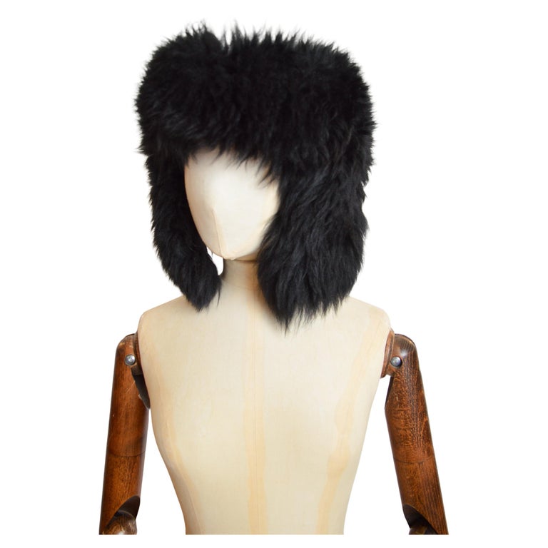Vivienne Westwood — Vivienne Westwood Fall 1996 Black sheepskin Fluffy Shearling Trapper Hat