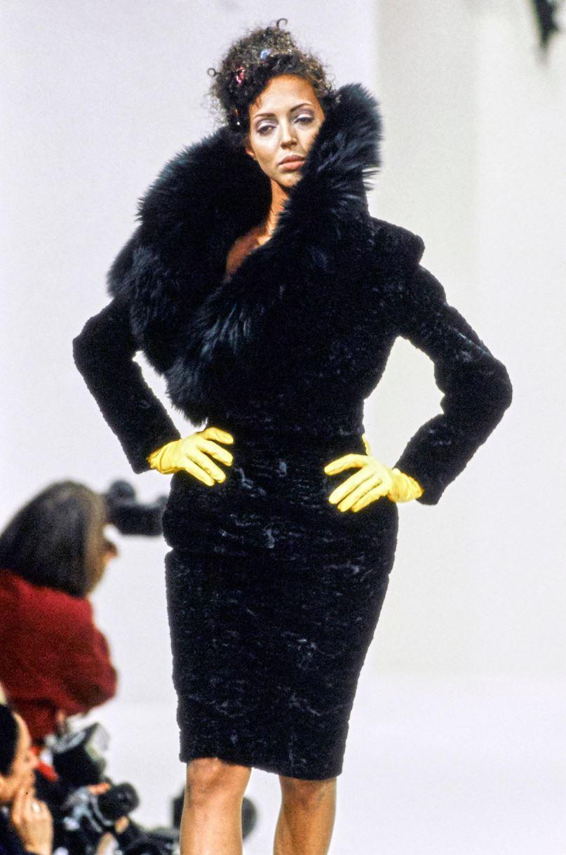 Vivienne Westwood Faux Fur Runway F/W 1994 On Liberty Bustier Corset Gown Dress For Sale 9