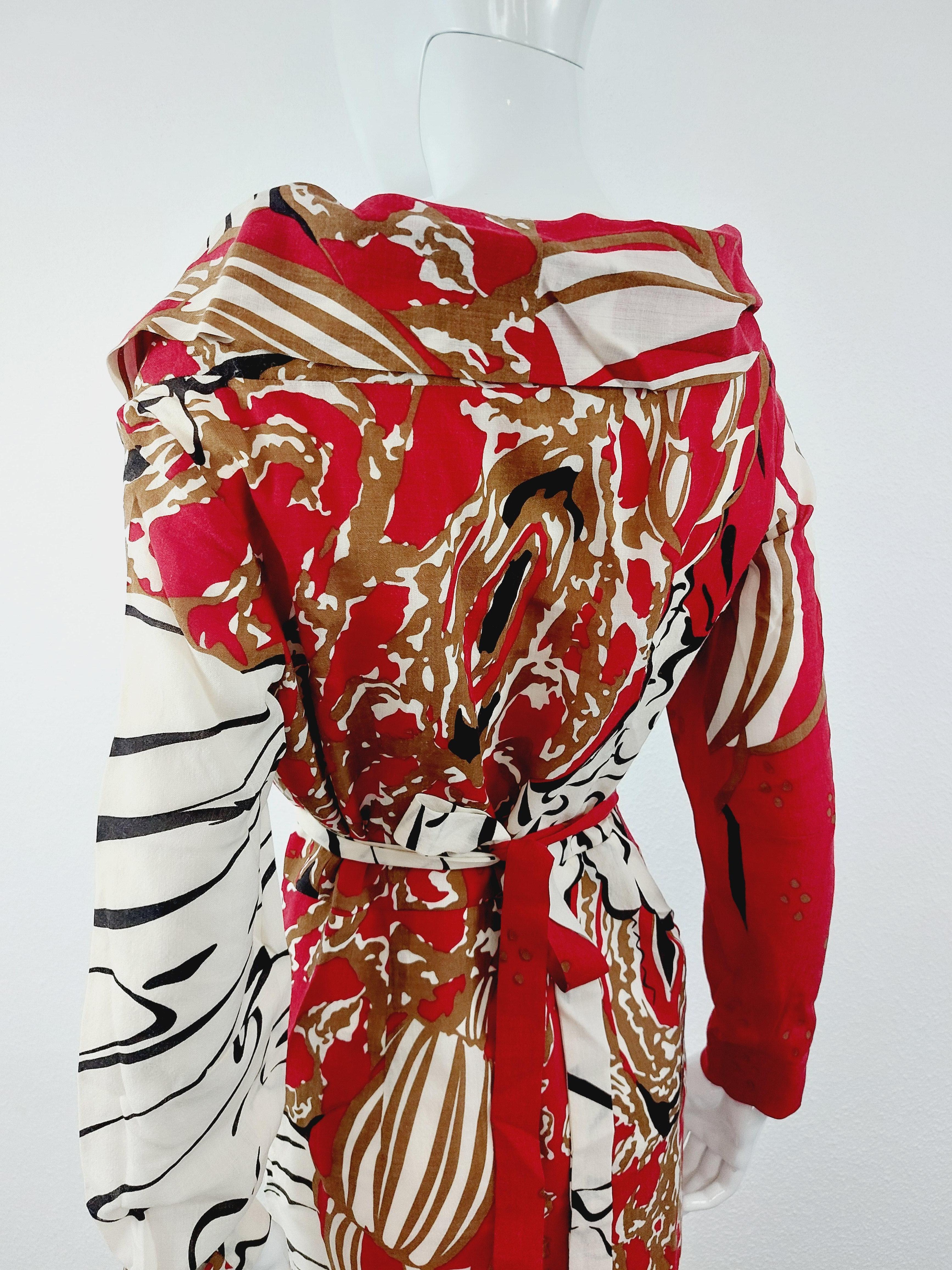 Women's Vivienne Westwood Floral Kimono Wrap Japanese Geisha Red Label Asymmetric Dress For Sale