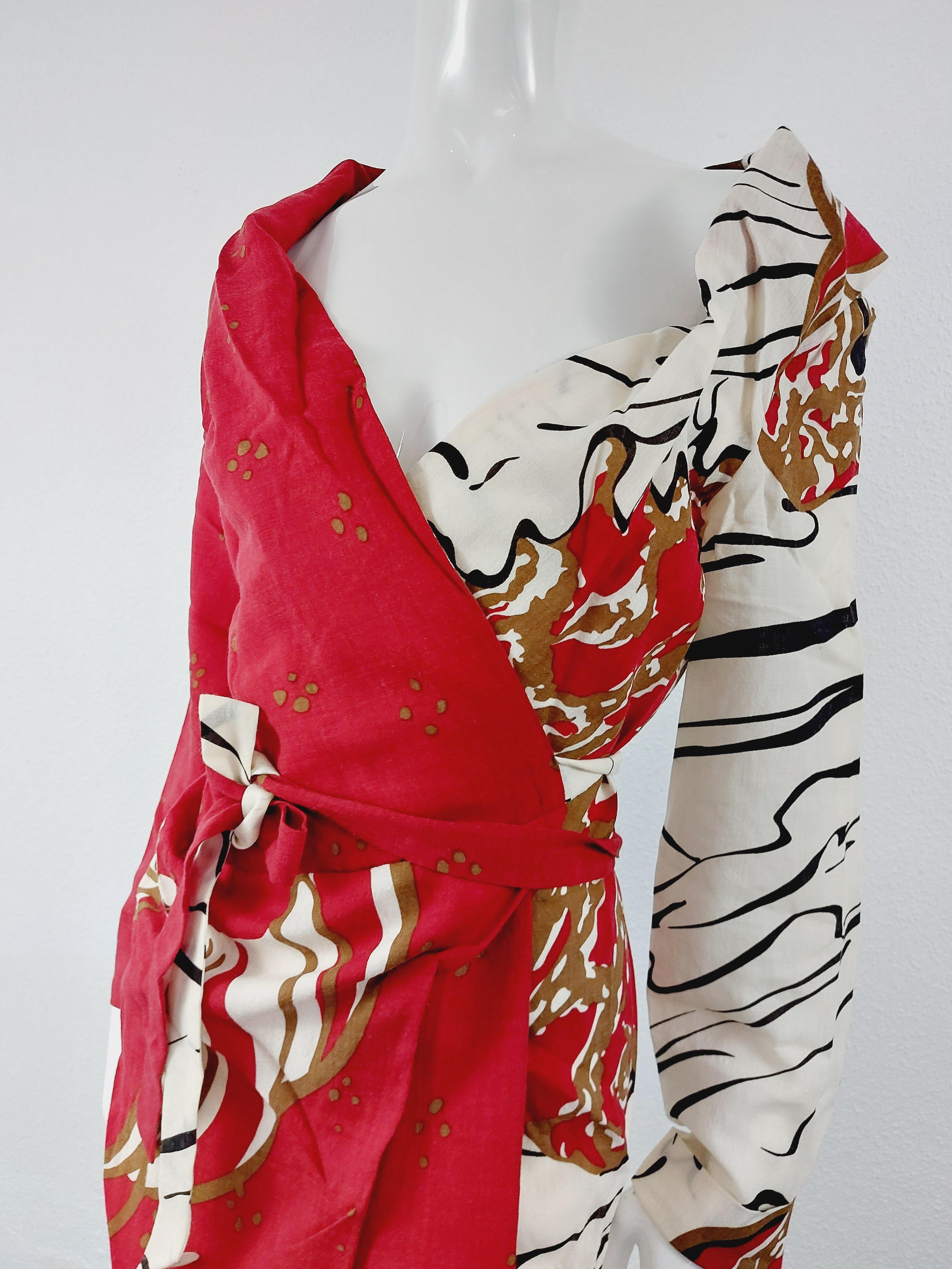 Vivienne Westwood Floral Kimono Wrap Japanese Geisha Red Label Asymmetric Dress For Sale 5