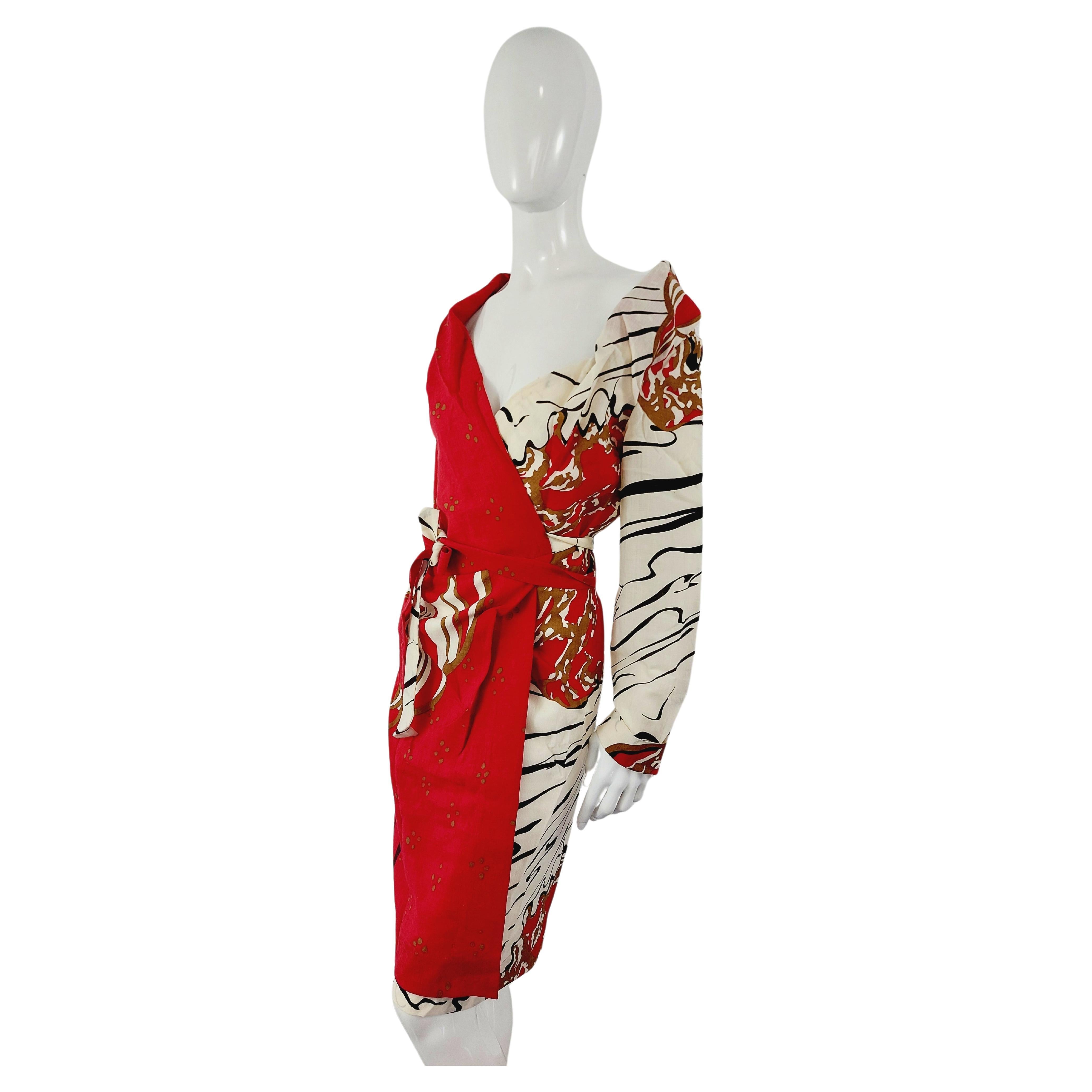 Vivienne Westwood Floral Kimono Wrap Japanese Geisha Red Label Asymmetric Dress For Sale