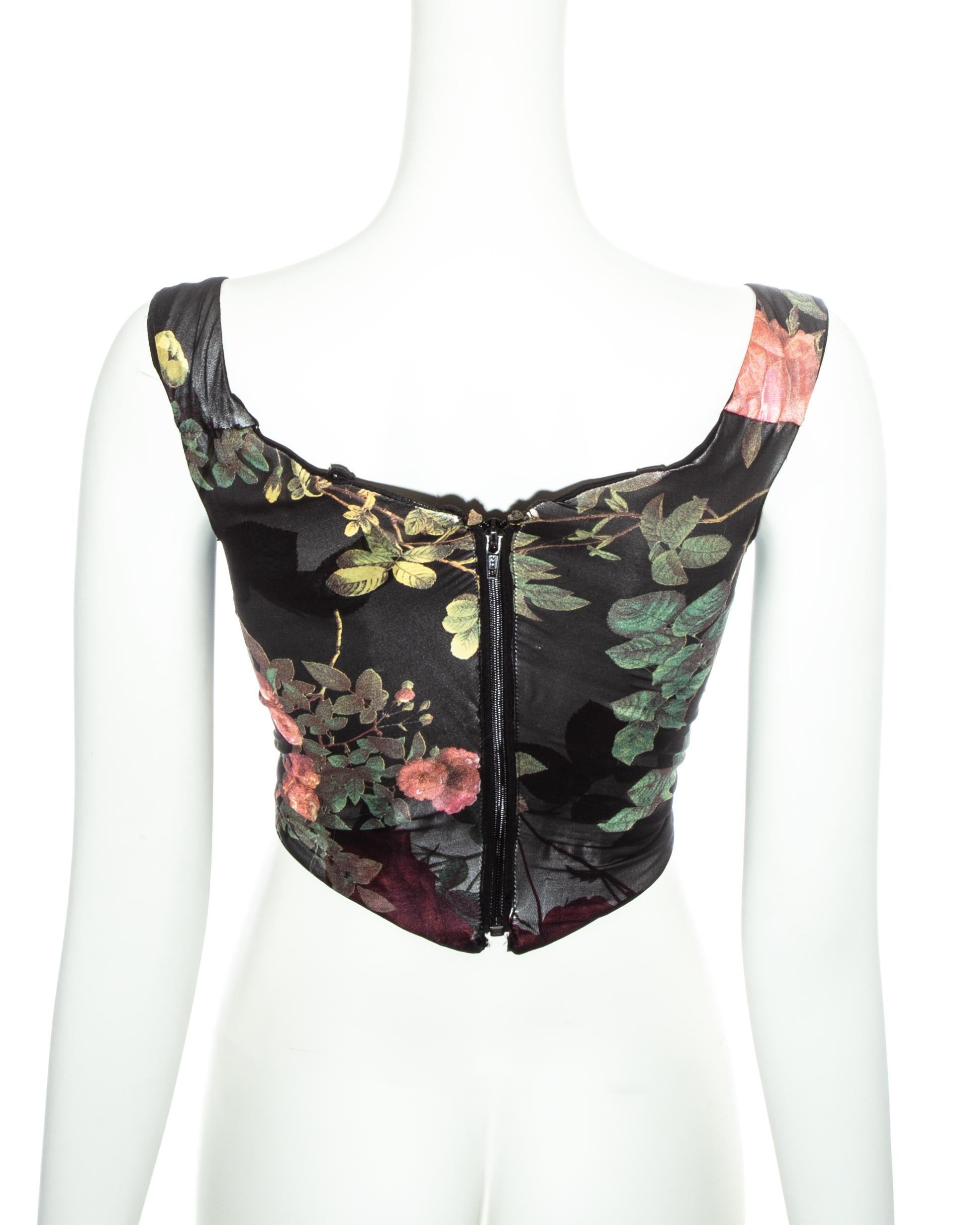 Black Vivienne Westwood floral printed silk chiffon corset, ss 1994