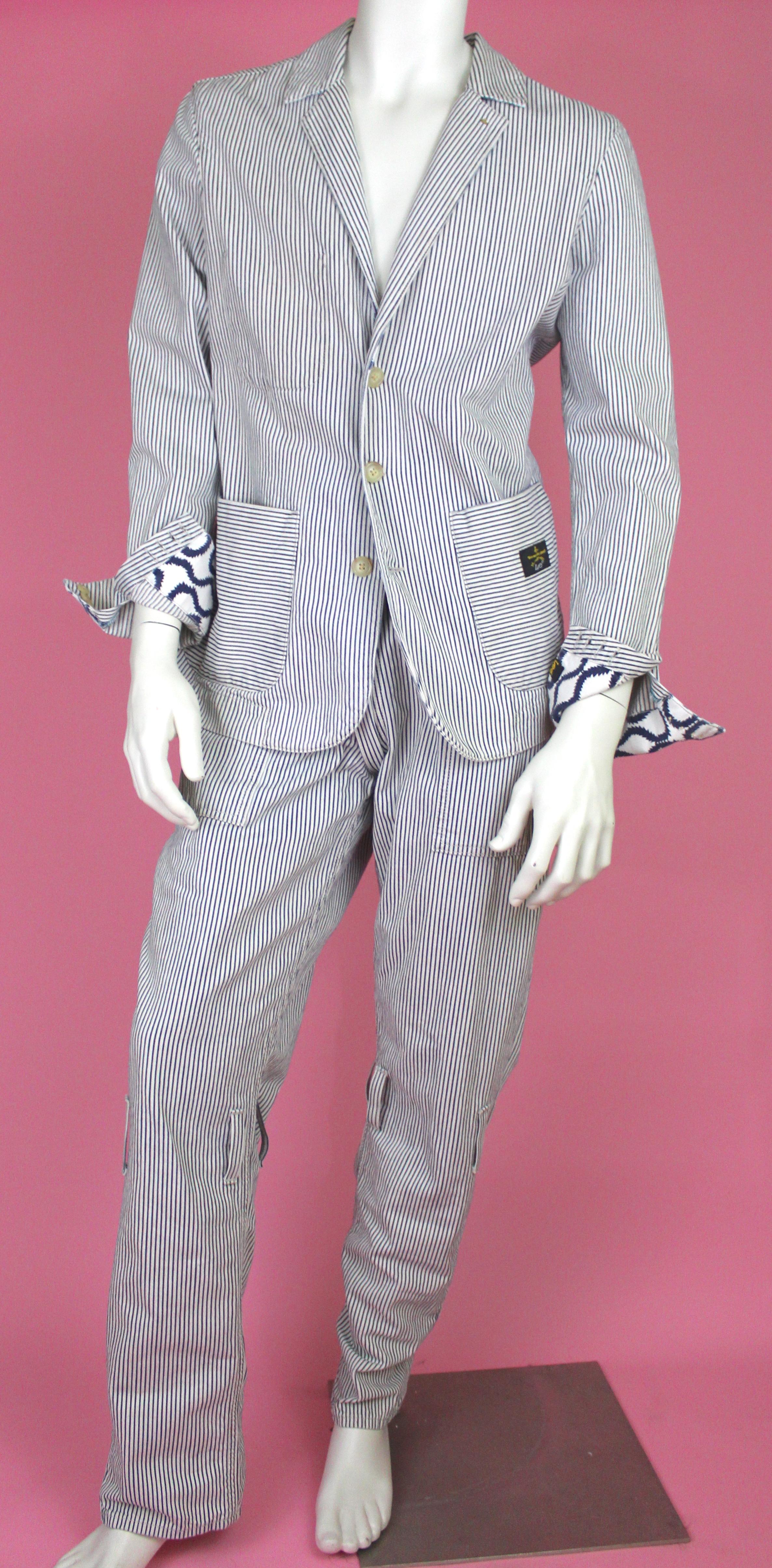 Gray Vivienne Westwood for Lee Bondage Pinstripe Suit 