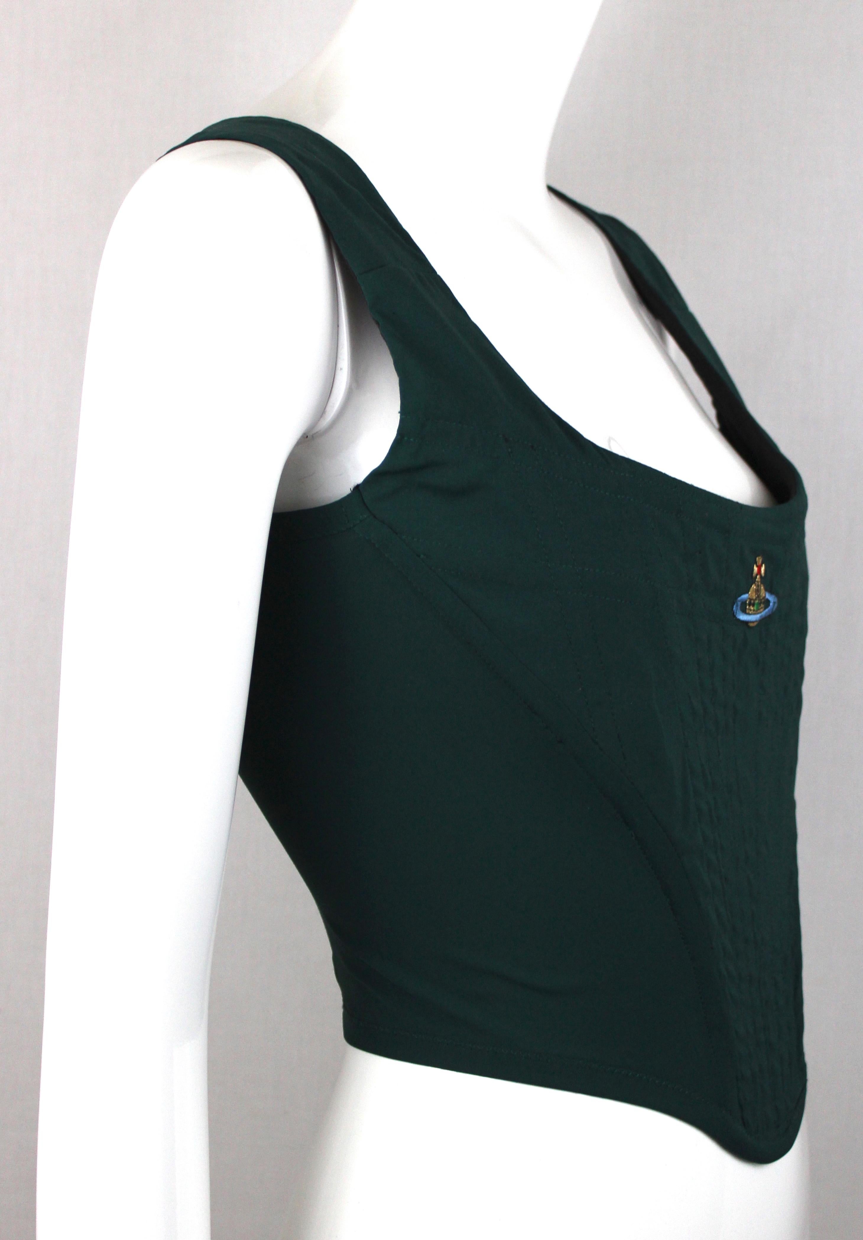 Vivienne Westwood Forest Green Corset with Orb, c. 90's, Size US 4/6 In Excellent Condition In Los Angeles, CA
